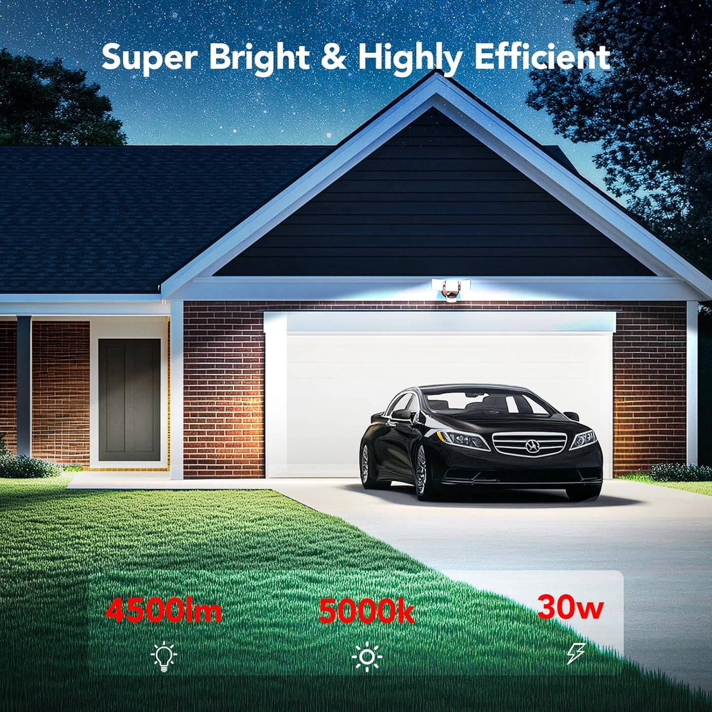 OREiN 4500LM/35W Flood Lights Outdoor, 180°/40FT Motion Sensor Outdoor Lights Dusk to Dawn Security Lights IP65 Waterproof 3 Modes for Outside 4500SQ.FT Front Door, Garage, Bronze (Hardwired)