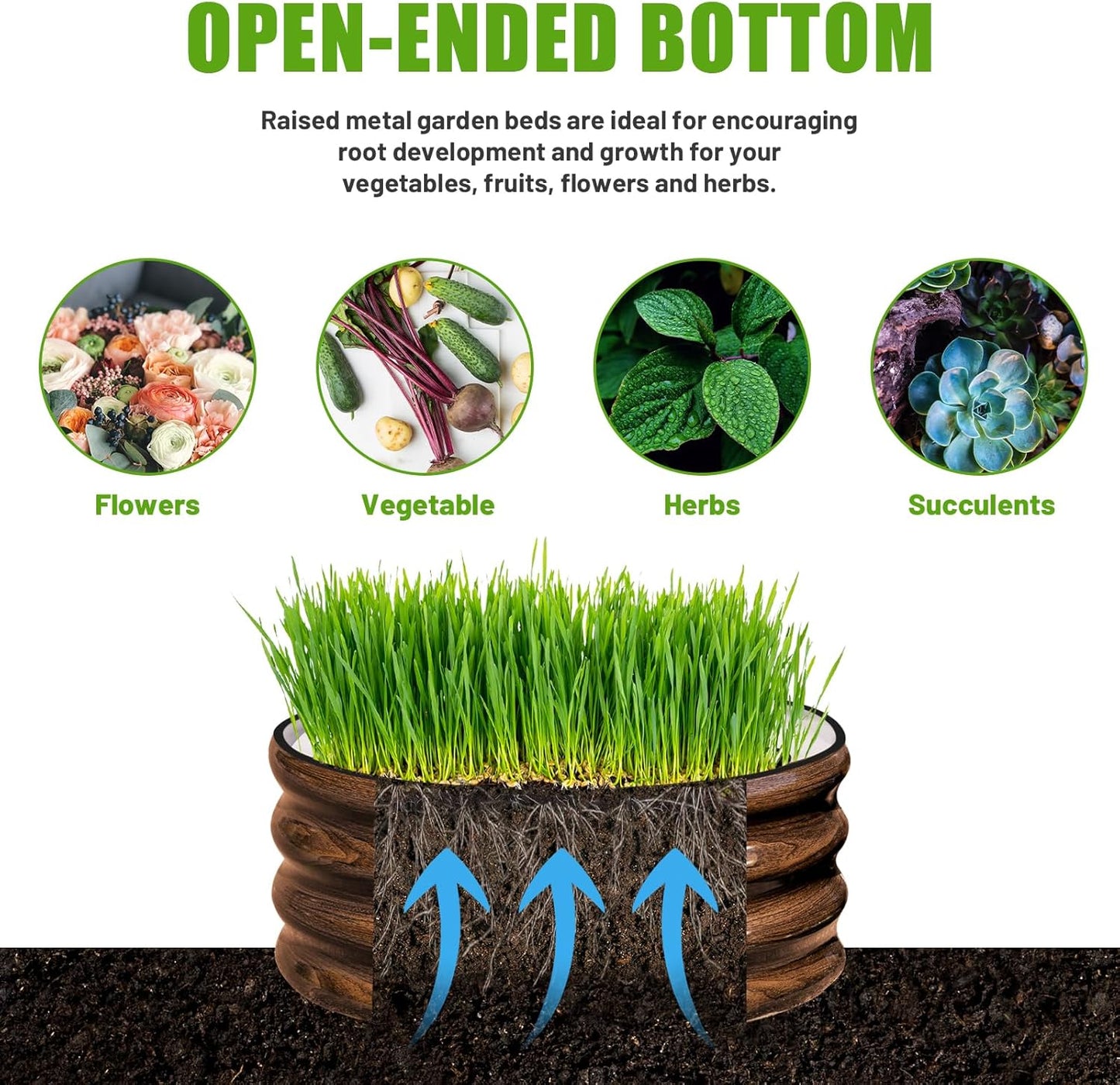 SnugNiture 2x2x1ft Round Galvanized Raised Garden Bed Kit Outdoor, Metal Planter Box for Planting Plants Vegetables, Brown