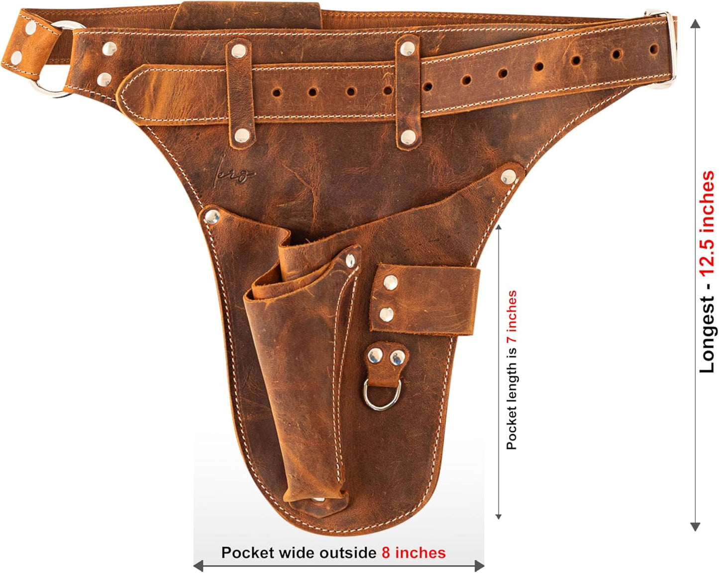 Garden Florist Tool Belt for Men | Leather Tool Belt for Women | Handmade Belt for Gardener, Electrician, and Carpenter | Leather Florist Belt (Brown CrazyHorse) (Brown crazy-horse, one size)