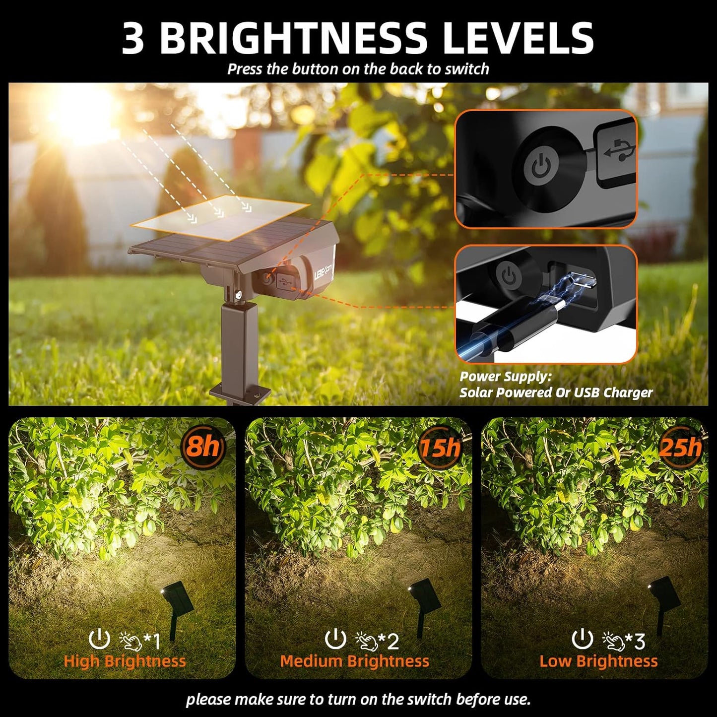 Solar Spot Lights Outdoor,40 LEDs Solar Outdoor Waterproof Landscape Lights with 3 Light Modes, Solar Powered Garden Yard Wall Lights Auto On,Off for Patio 8 Pack