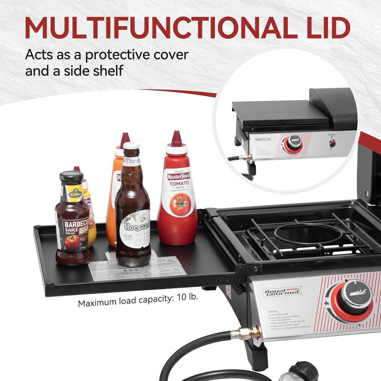 Royal Gourmet PD1305H 3 Burner Propane Gas Grill and Griddle Combo with Lid, 3-in-1 Grill Griddle Combo with 29,000 BTUs Output for Outdoor Cooking, 364 Sq. In. Cooking Area, Silver & Black