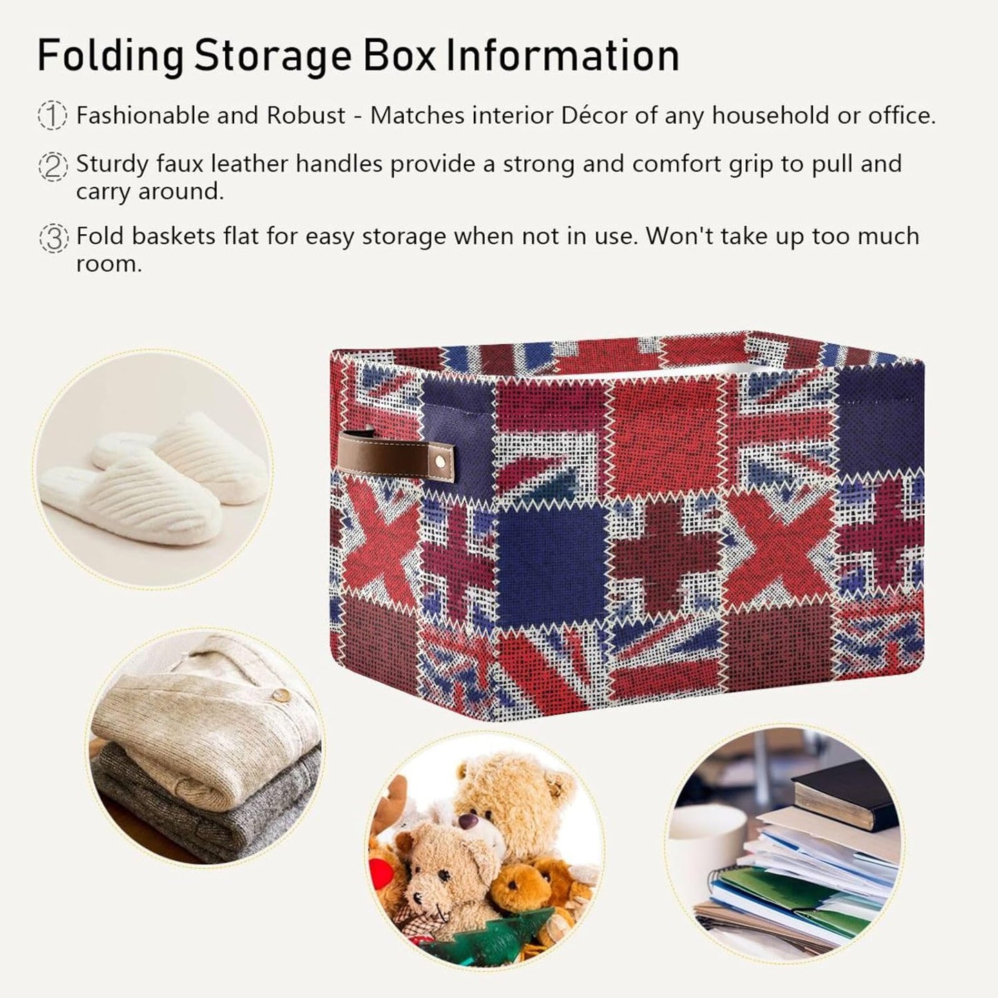 Flag Rectangular Storage Basket Organizer Bin Shelf Baskets For Clothes For Home Office Dorm
