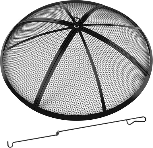 Fire Pit Spark Screen, Fire Pit Screen 40 Inch Round with Handle & Poker, Collapsible Heavy Duty Mesh Fire Pit Cover Fire Pit Lid for Outdoor/Patio/Backyard/RV Camping/Beach