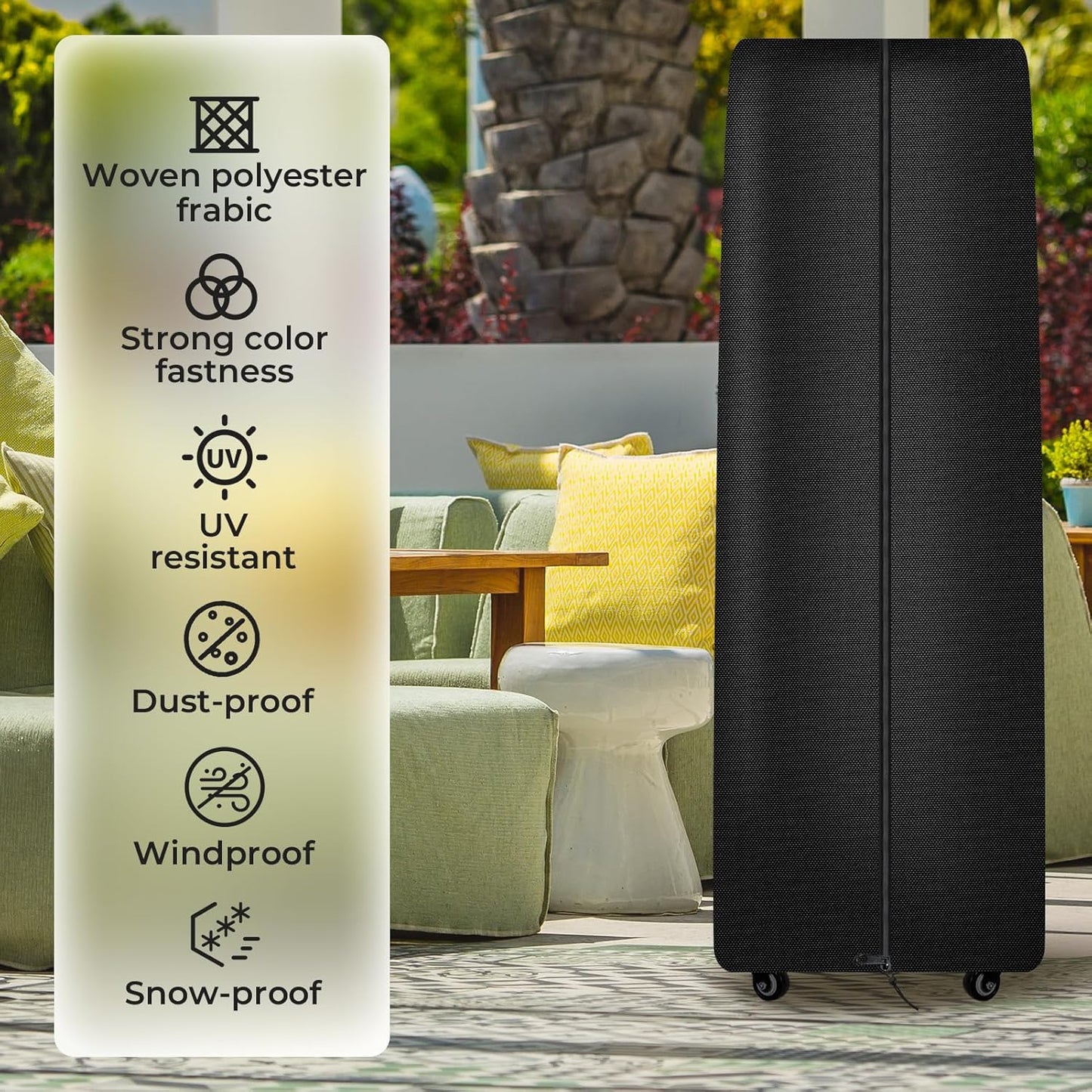 Square Tower Patio Heater Covers, Heavy-duty and Weather-resistant Oxford Fabric, Waterproof, Dust-proof, Snow-proof, Windproof, with Zipper and Storage Bag