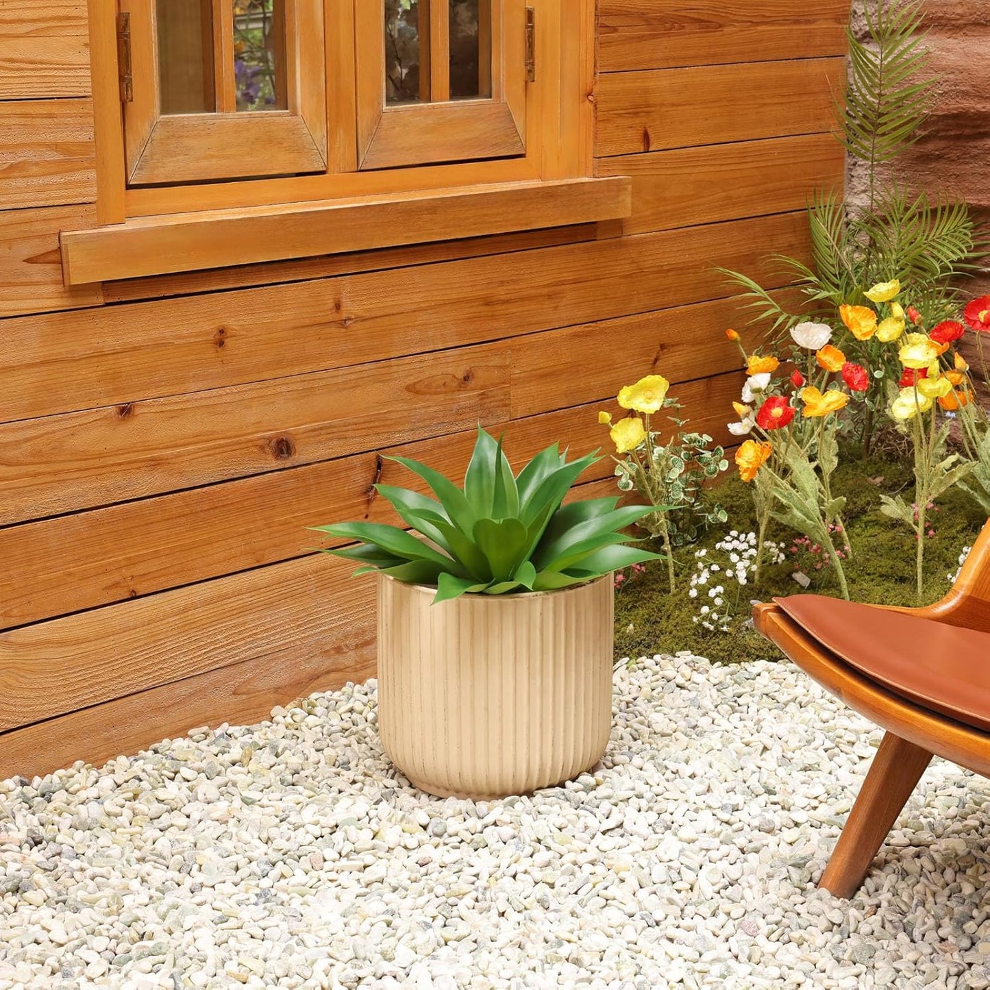 Artificial Plants Outdoor,UV-Resistant Fake Agave Succulent Plant 17 Inch Small Size Faux Succulents Stems for Indoor Realistic & Natural Home Decor Plants for Office Housewarming