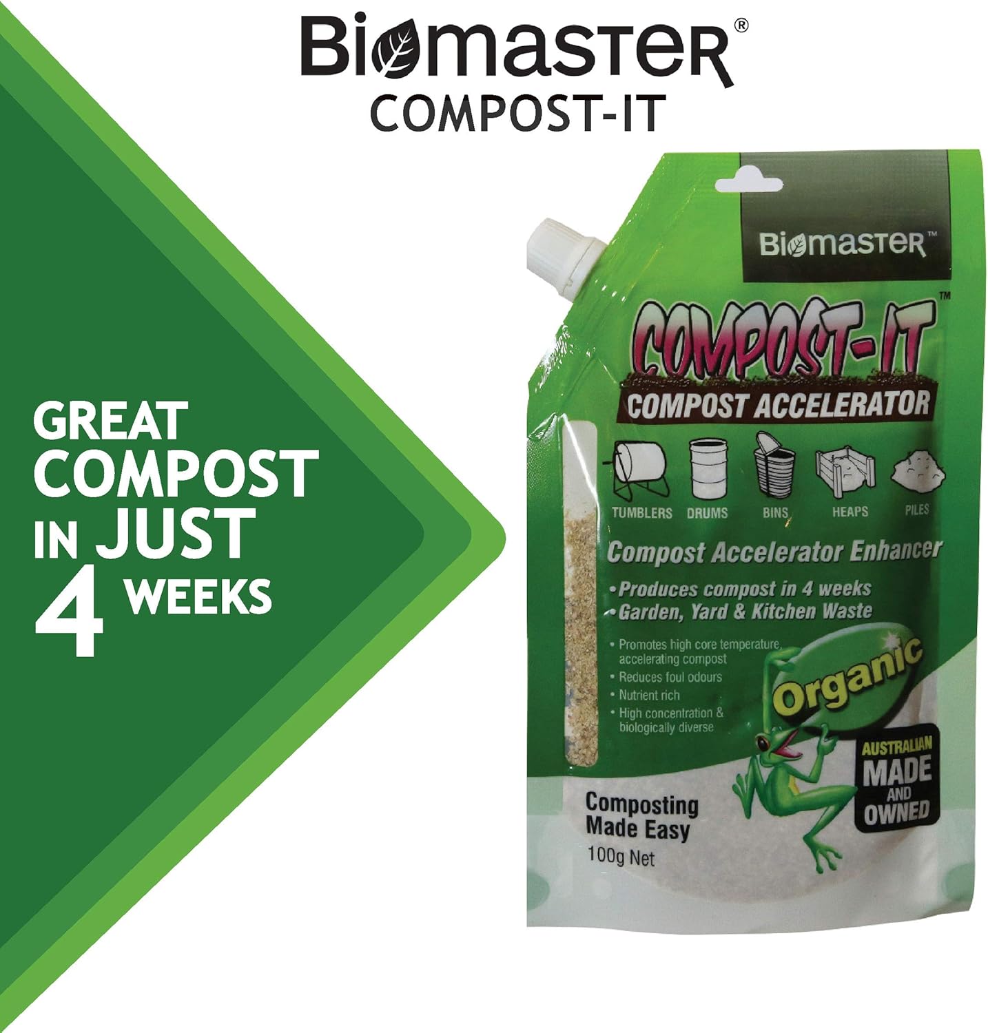 Compost-It Compost Accelerator/Starter 100g Spout Pack for All Composting Systems, (100% Natural Concentrate)