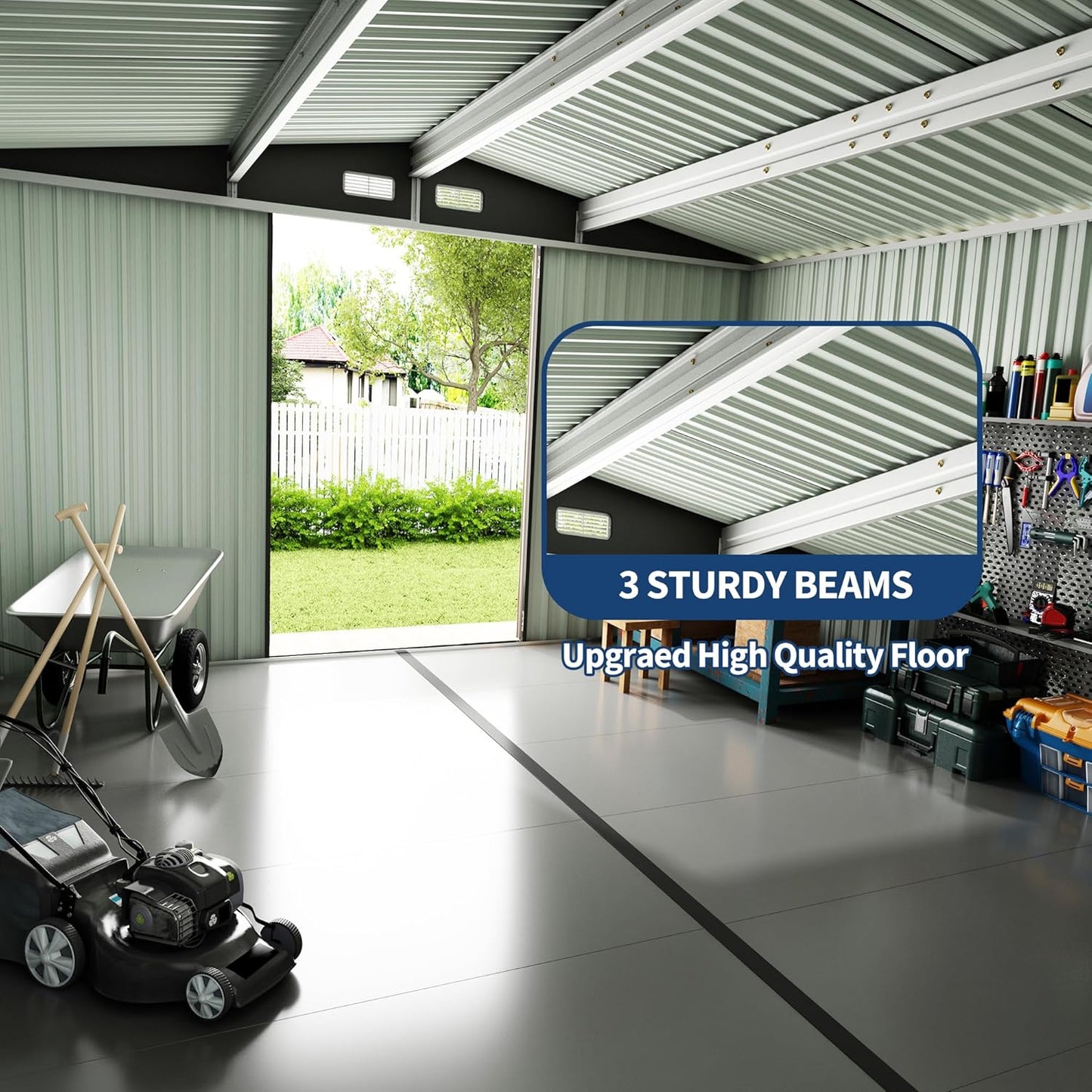 10x14 FT Metal Storage Sheds Outdoor, Metal Yard Sheds Garden Shed Kit, Metals Tool Shed with Lockable Door, Metals UtilityShed Buildings with Air Vent for Backyard Garden Patio Lawn