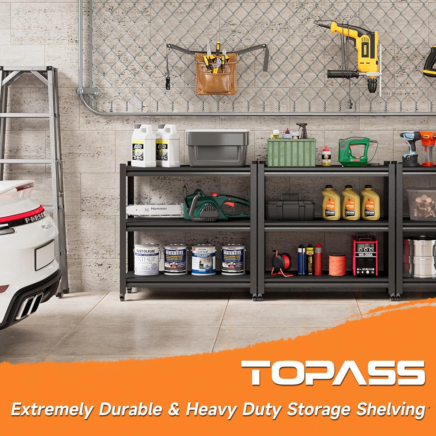 Workbench on Wheels, Adjustable Heavy Duty Work Table with Wheels, Heavy Duty Workstation, Metal Tool Work Bench for Garage Warehouse Workshop, 32" H x 18" D x 34" W