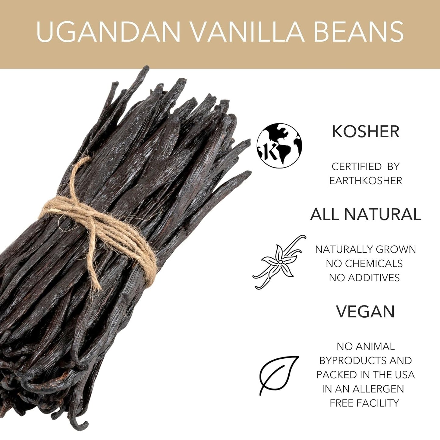 Slofoodgroup Gourmet Vanilla Beans -10 Count Grade A Vanilla from Uganda - Bourbon Vanilla for Cooking, Baking and Homemade Vanilla Extract