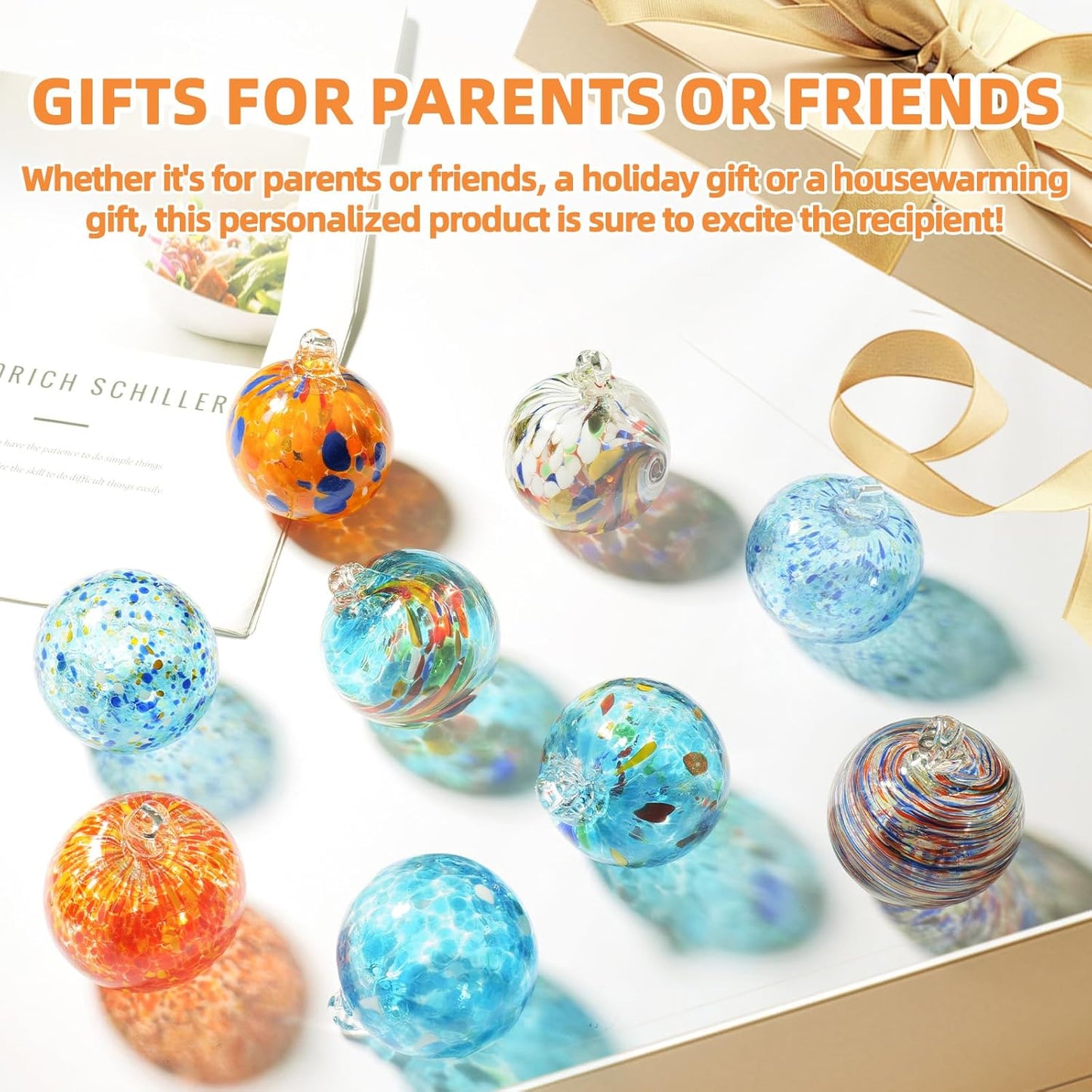 VOREEN 6pcs Hand-Blown Glass Ornaments Balls Glass Christmas Ball Hanging Gazing Ball Friendship Ball Witches Balls for Outdoor Garden Patio Window Home Décor, Gift for Mom Wife Friend, Multicolor