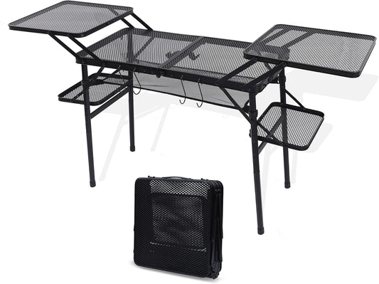 Nice C Camping Table, Compact Folding Table, Grill Table, Outdoor Tables, Camping Tables That Fold Up Lightweight, with 4 Side Tables & Mesh Net for BBQ, Camping