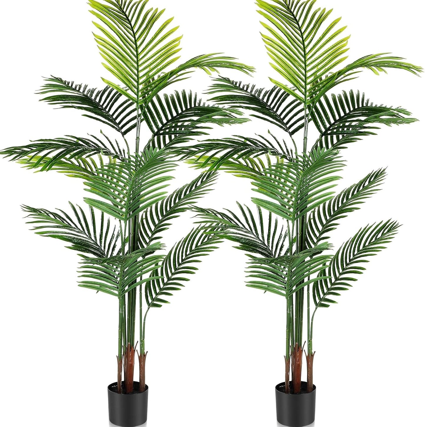 Jexine 2 Pack Artificial Palm Trees 5Ft, Fake Plants Fake Trees Artificial Areca Palm Plants for Outdoor Indoor Faux Palm Tree in Pot for Pool Home Decor Office Housewarming Gift Modern Decoration