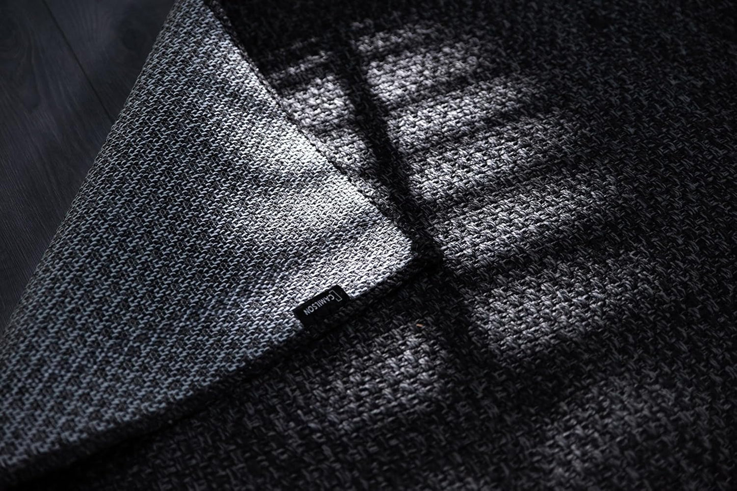 CAMILSON Easy Jute Rug 9x12, Indoor Outdoor Dark Gray Black Farmhouse Area Rugs for Living Room Patio and Kitchen Rug Solid Boho Woven Design Easy-Cleaning Washable Outside Carpet Alfombras (9 x 12)