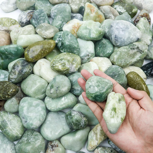 45lbs Jade Pebbles, 2-3 Inch Natural Pebbles for Indoor Plants, Polished Pebbles for Garden Landscaping Aquariums Vase Fillers and Outdoor Decorative Stones