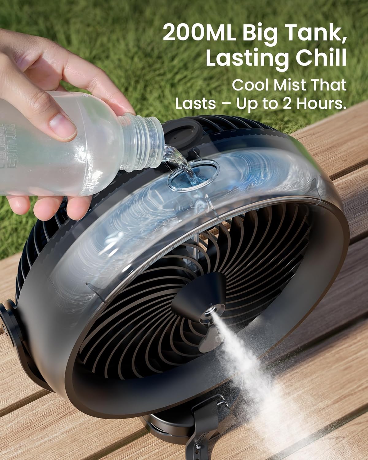 Koonie 10000mAh Battery Operated Misting Fan with Clip, Portable 8'' Mist Fan for Desk with Max. 48 Hours Runtime, 3Speeds, 2 Spray Modes, 200ML Tank for Golf Cart Home Office Travel Camping Stroller