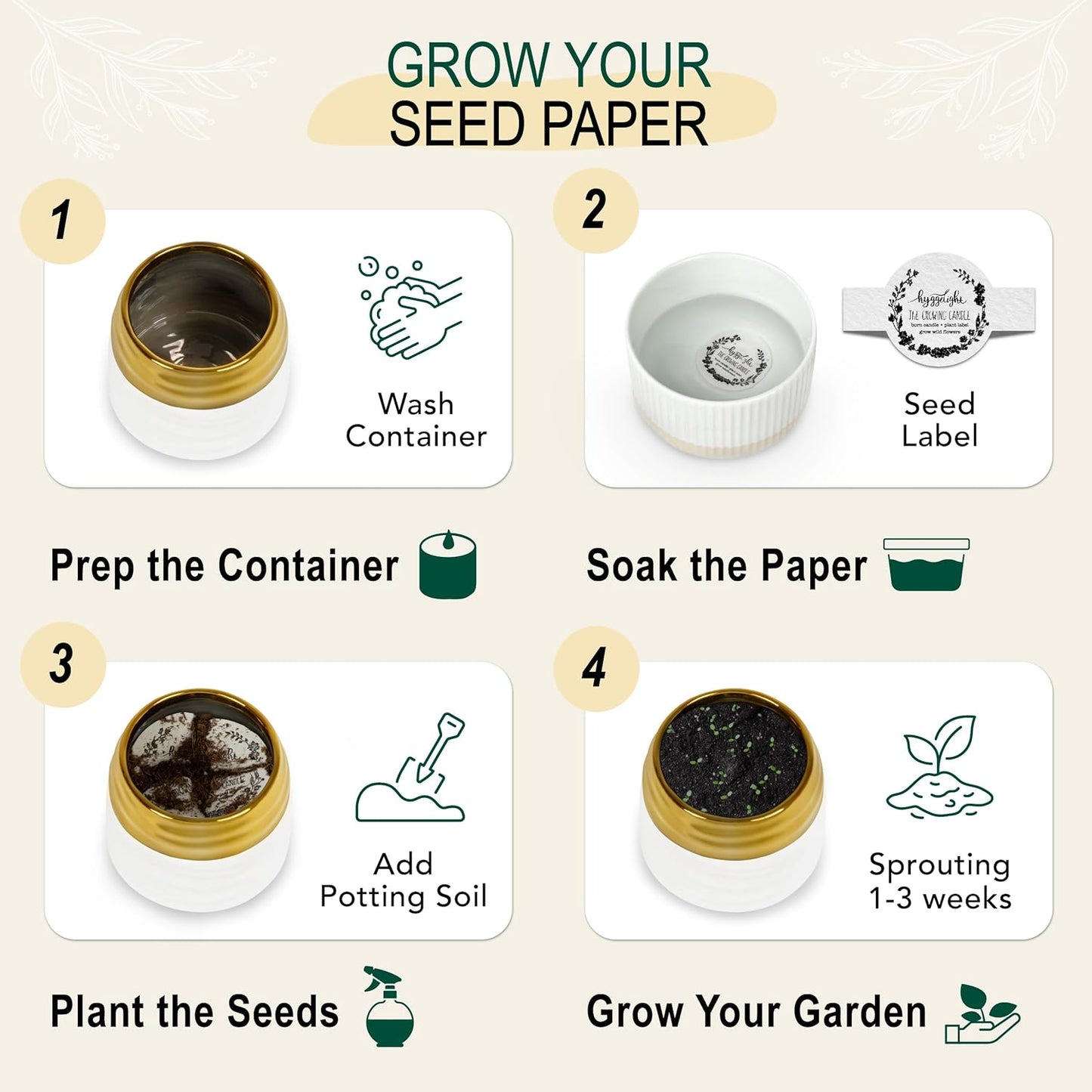 The Growing Candle, Lavender Scented, 10oz Ceramic Pot, Single Wick Aromatherapy Candles, 100% Soy for Women and Men, Clara