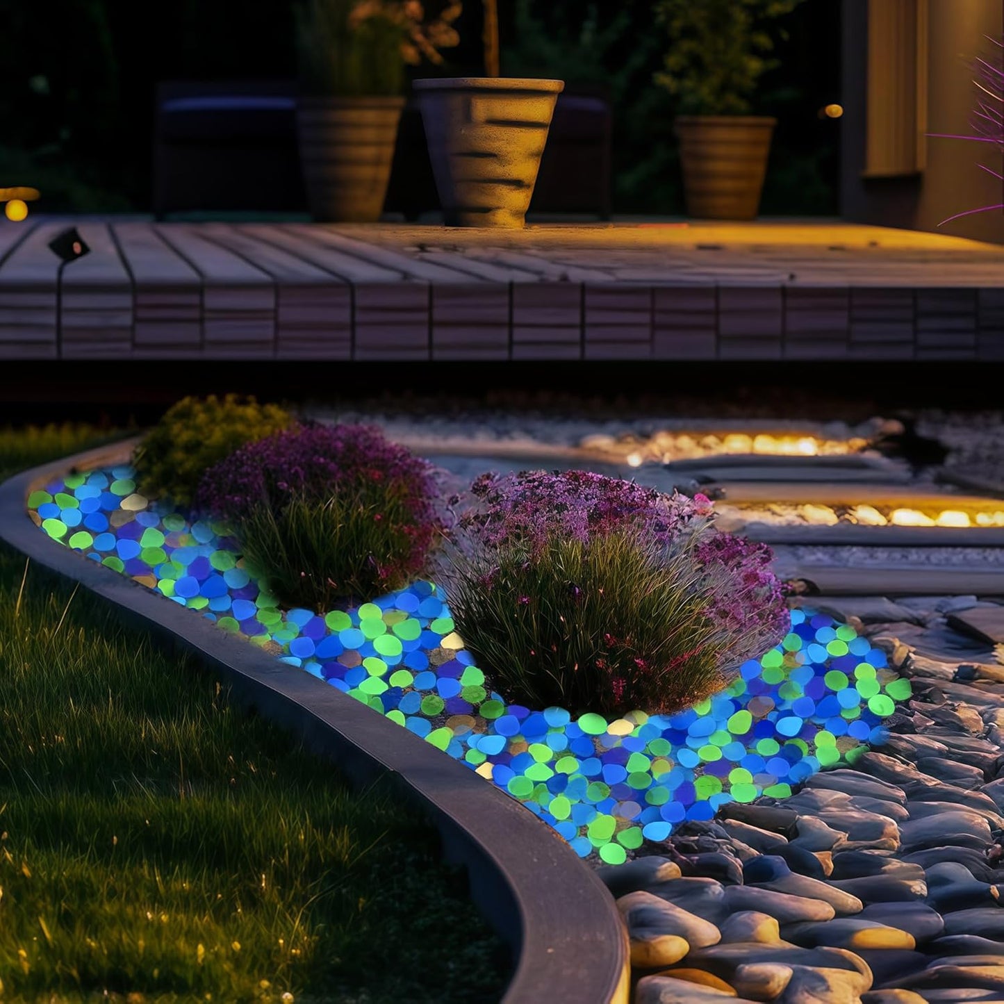 Glow in The Dark Fish Tank Rocks,Glowing Rocks Stones Resin Glow in Dark Pebbles for Outdoor Garden, Fish Tank, Aquarium, Landscaping,Driveway Decoration,Multi 2.2 Lb