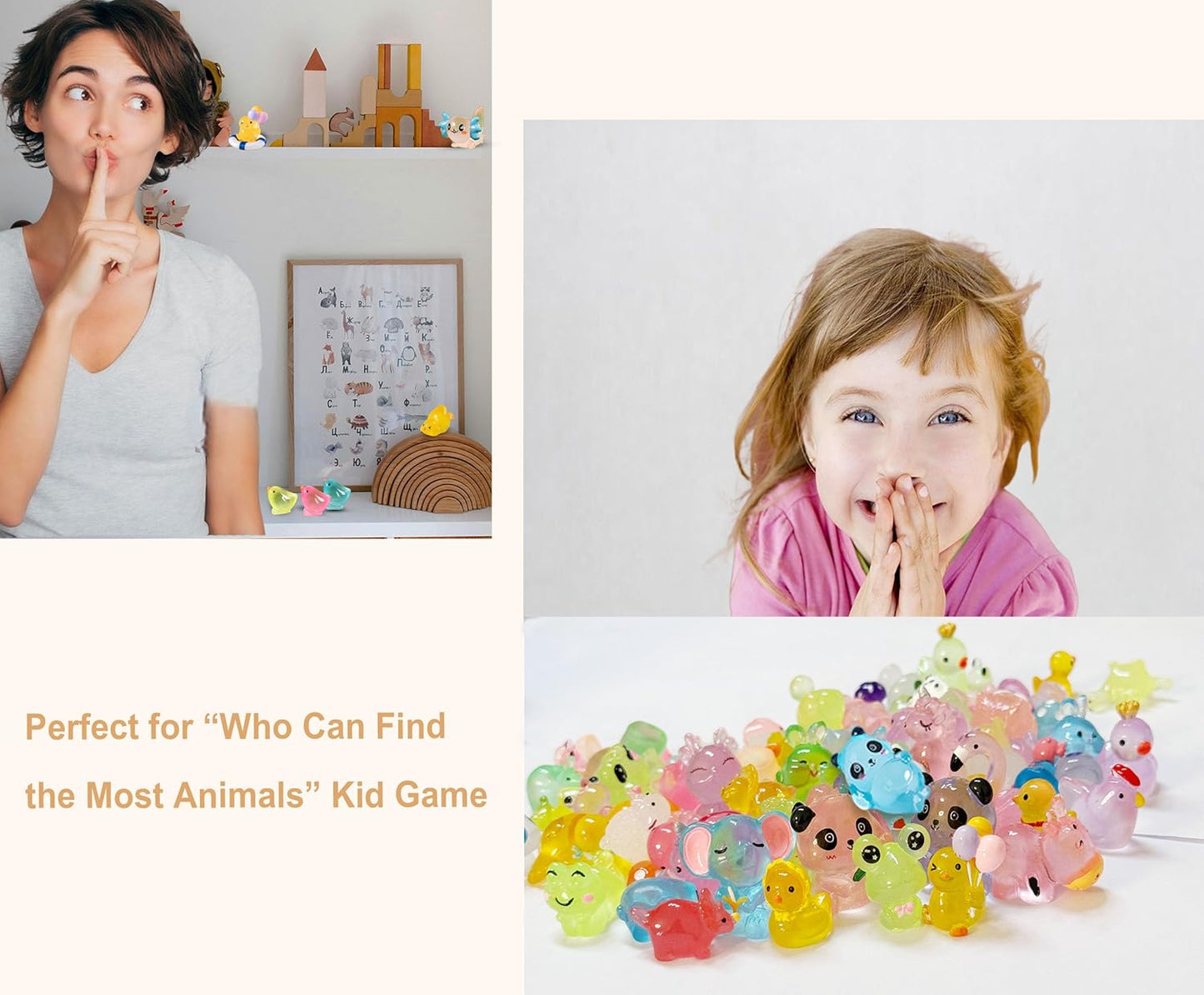 Luminous Mini Resin Animals 100 Pcs Tiny Animals Mini Ducks Owls Tiny Frogs Pandas Dinosaurs Small Birds Elephants Little Rabbits Glow in The Dark Garden Miniatures Fairy Garden Accessories