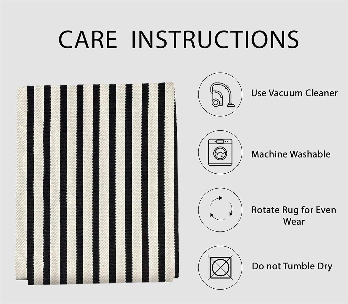 IOHOUZE Black Beige Striped Rug -2'x4.3' Front Door Rugs Outdoor, Small Washable Area Rug for Front Porch, Spring Summer Welcome Mats Outdoor Indoor, Doormat for Entryway Porch Entrance