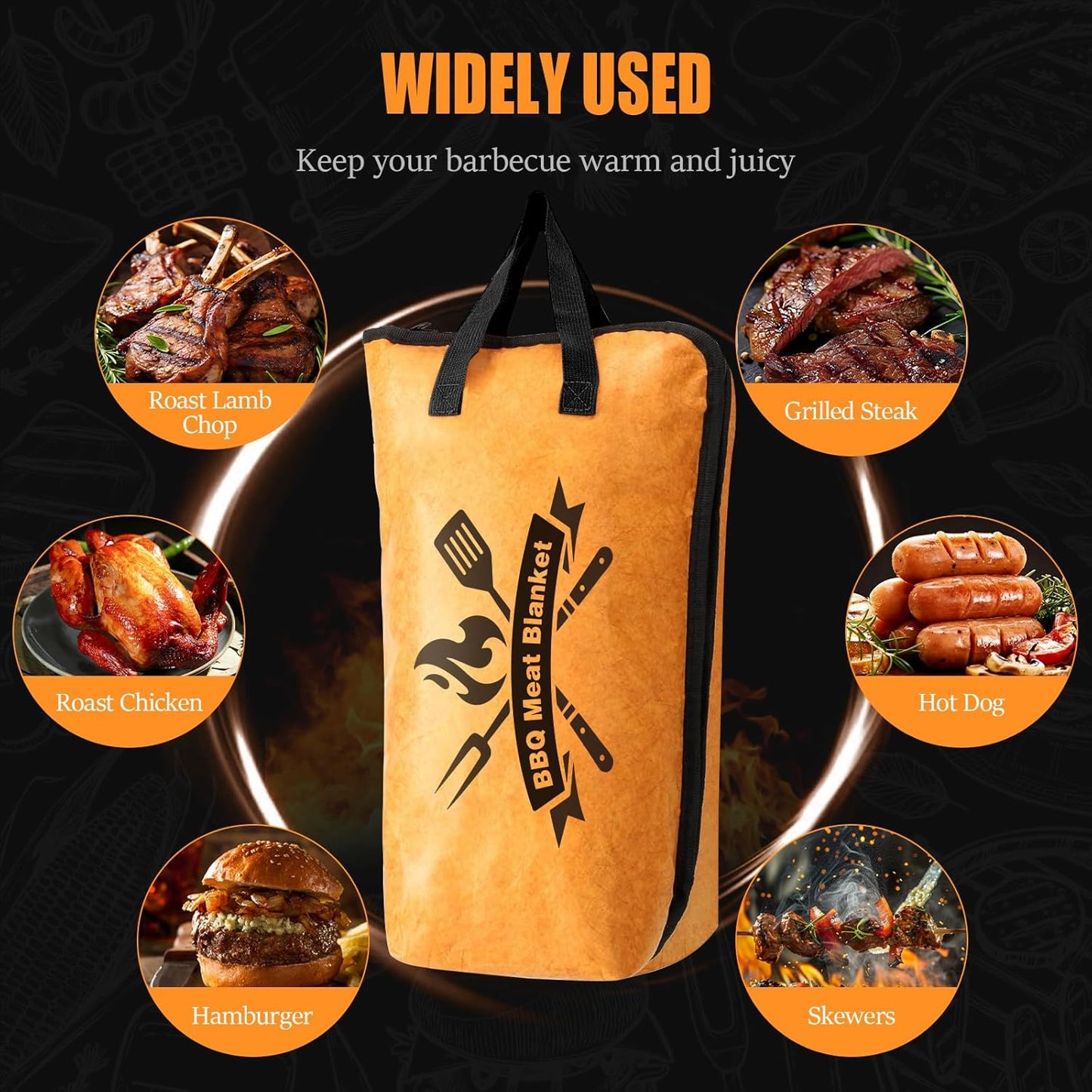 BBQ Blanket for Resting Meat, 22 in Smoker Meat Resting Blanket, Reusable Smoker Grilling Meat Insulated Resting Bag with Wide Mouth for Large Gifts for Men/Dad with Box, Brown