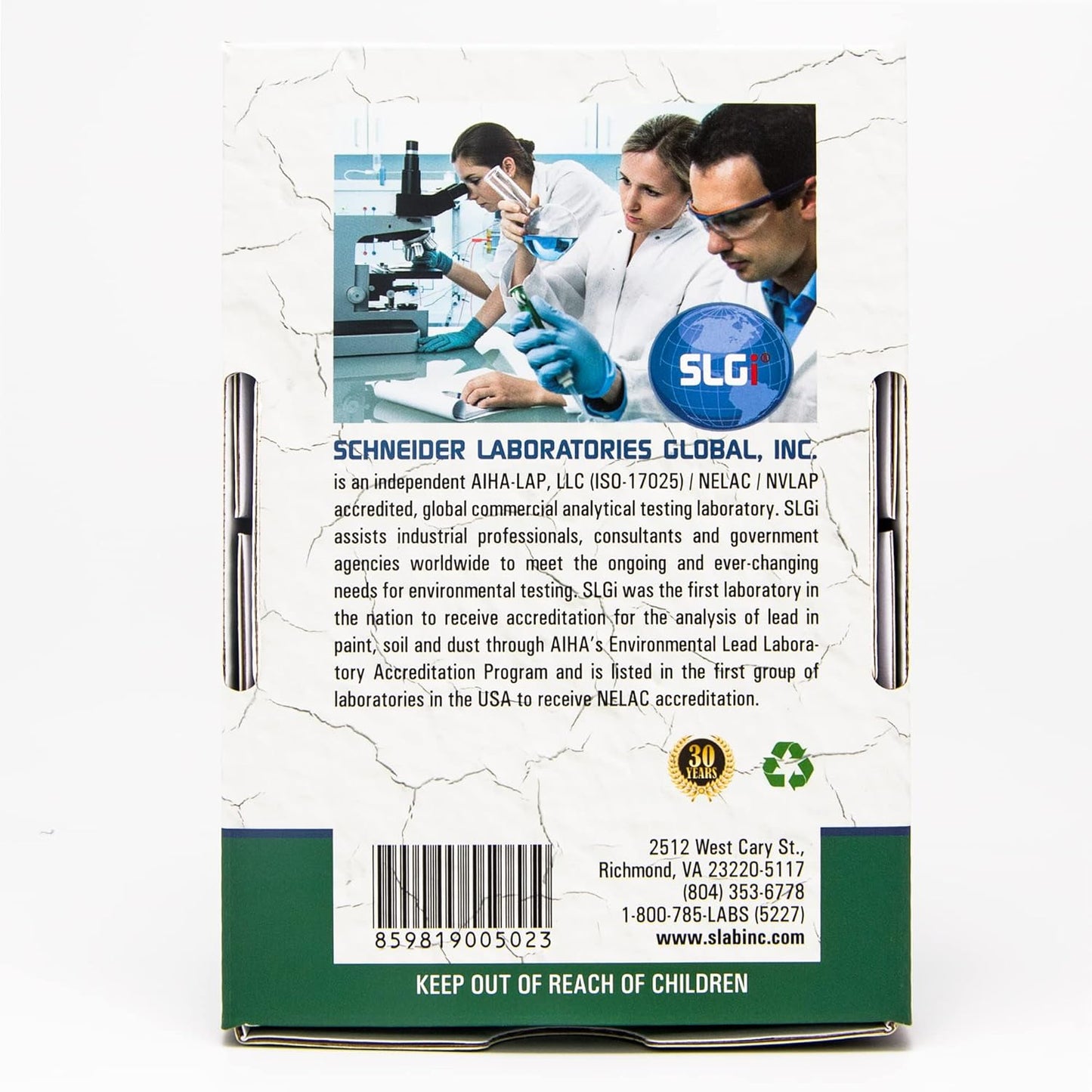 Lead Test Kit in Paint, Dust, or Soil 5PK (5 Bus. Days) Schneider Labs