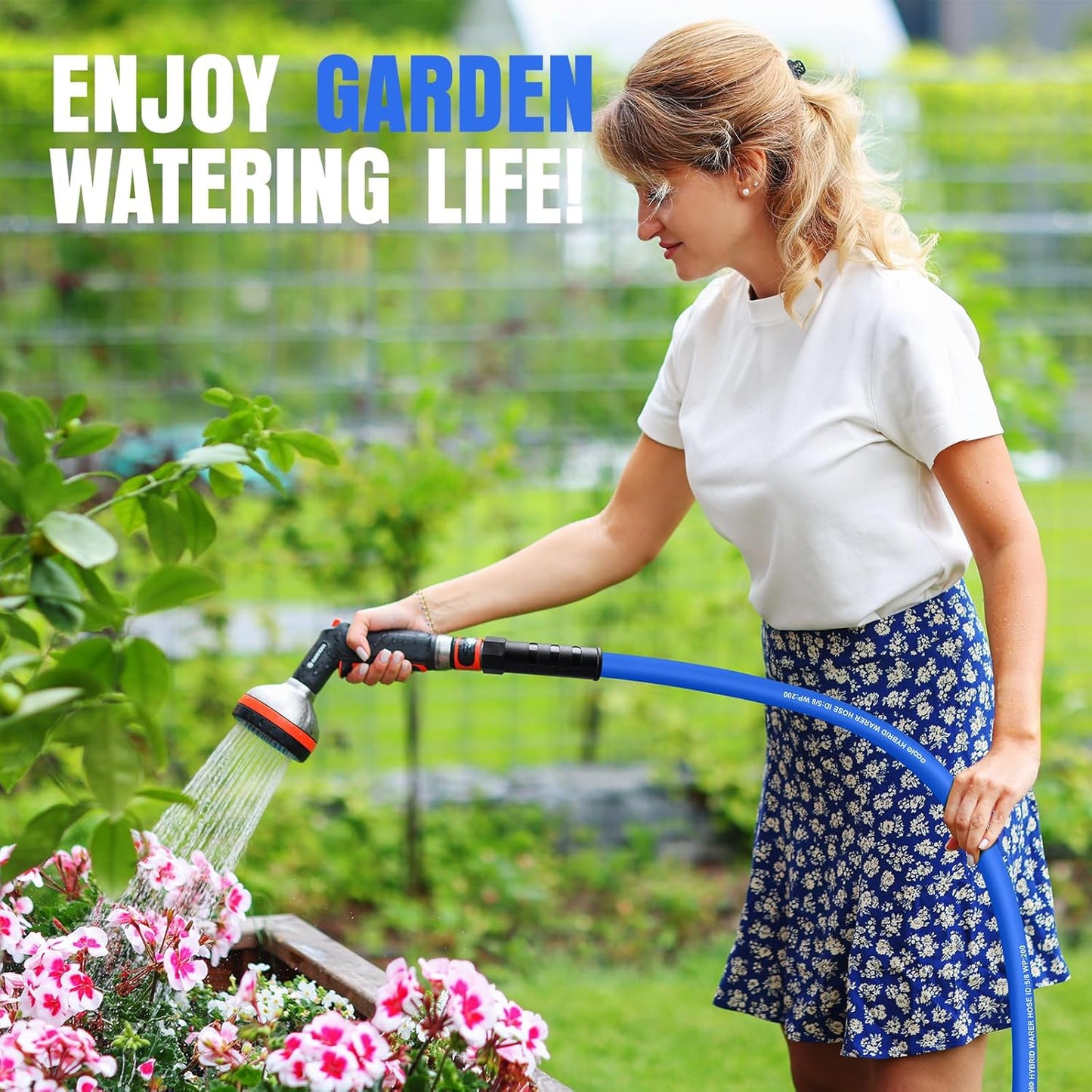 Heavy Duty Garden Hose 10 ft, Non-Expanding Flexible Water Hose, Kink Resistant Lightweight Hybrid Hose, Leakproof Hose Male to Female Fittings