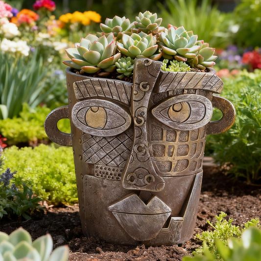 Mini Flower Pots Colorful Face Planters Head Planter, Modern Abstract Funky Plant Pots Indoor&outdoor Garden Plant Ornament Show Pieces, Cute Eclectic Flower Planters Pots for Shelf Centerpieces