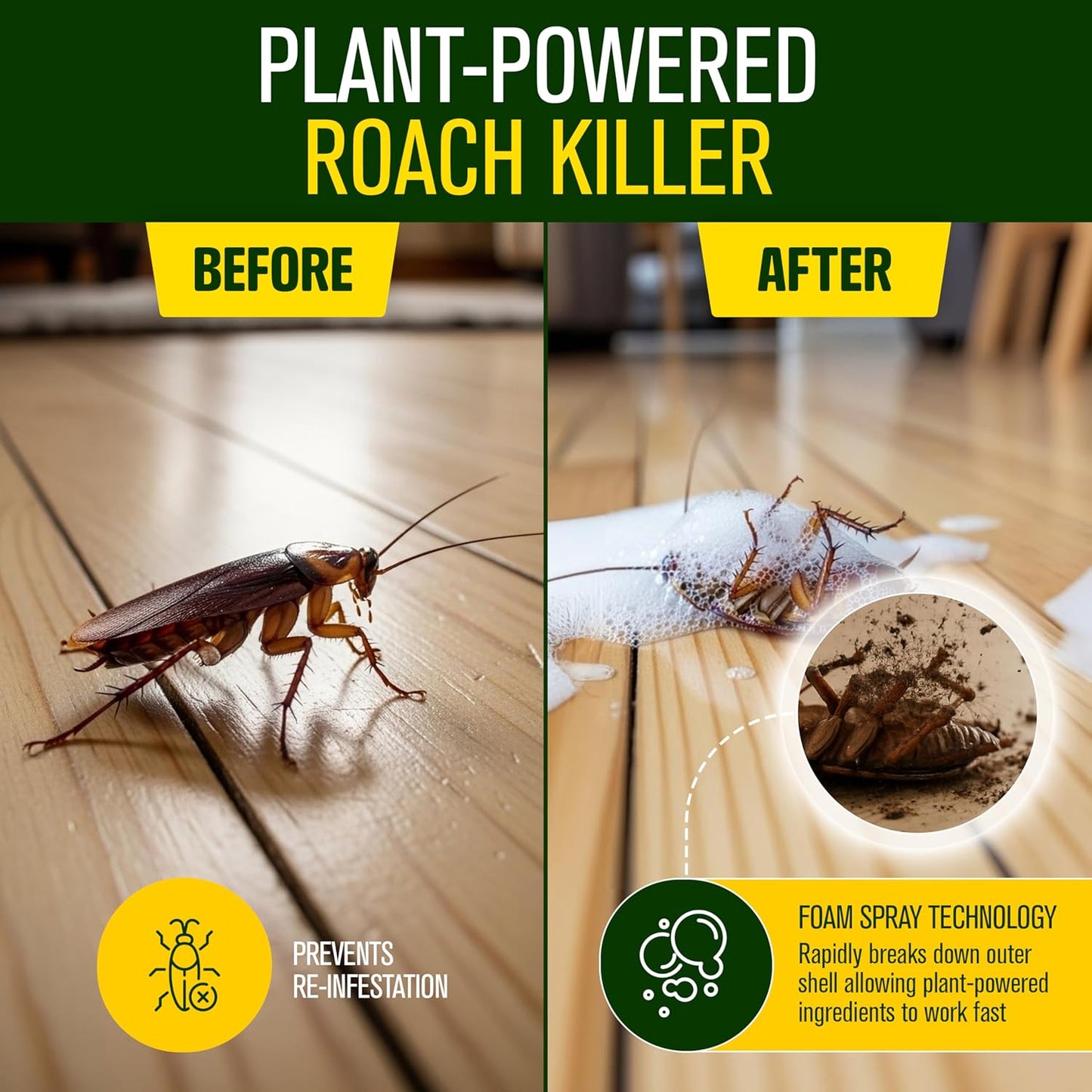 Green Guard Pest Control Spray - Indoor & Outdoor Killer of Ants, Roaches, Spiders & Other Crawling Insects, Safe Around Children & Pets, Plant-Based, Pleasant Scent (Peppermint Hit, 16oz)