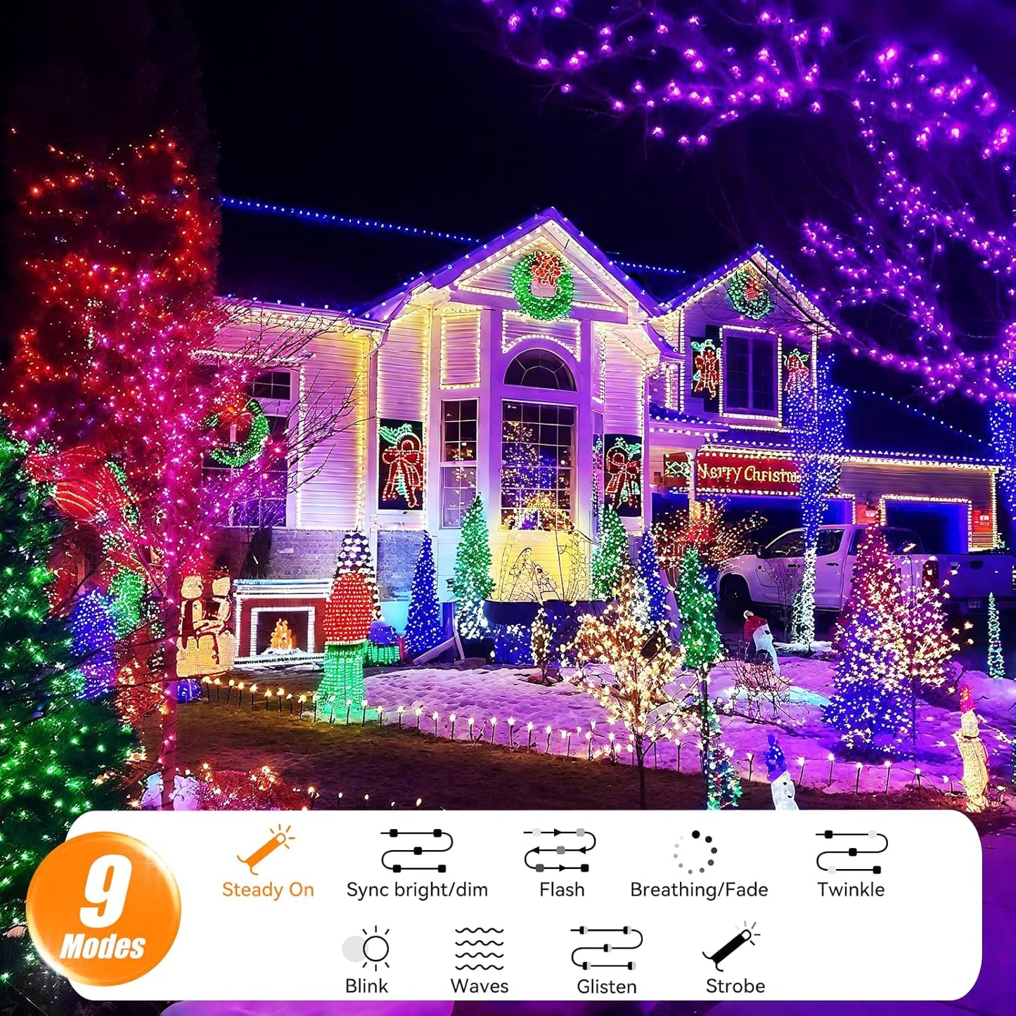 LitHome 99ft 300 Led Color Changing Christmas String Lights 35 Colors RGB Christmas Lights with Remote Timer,Dimmable Led String Light Outdoor Plug in,Xmas Tree Light for Indoor Party Halloween Decor