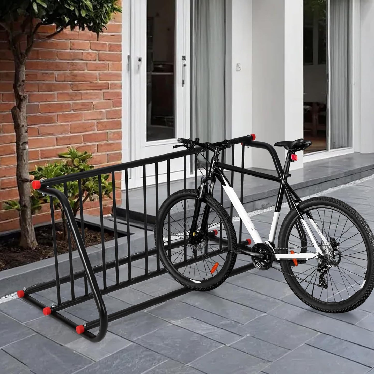 10 Holders Commercial Grid Bike Racks, 60" Length Outdoor Bike Rack, Powder Coated Steel Floor Bike Rack for Garages, Stores, Schools & Universities