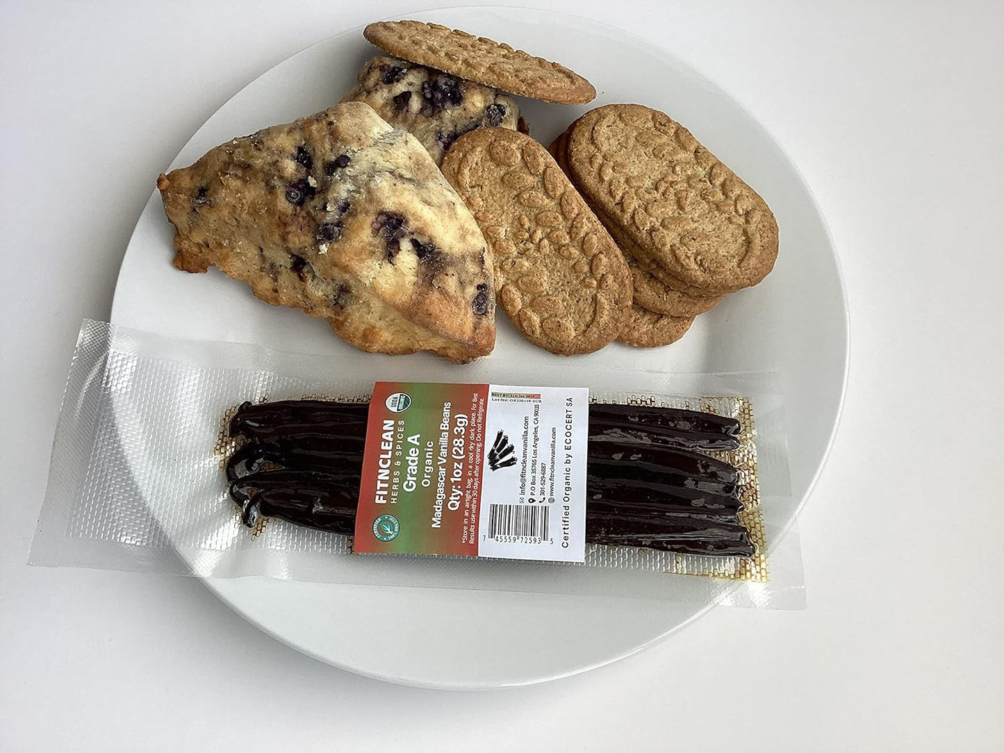 1oz. Madagascar Organic Vanilla Beans Gourmet Grade A. Certified USDA Organic 6"-7.5" by FITNCLEAN VANILLA for Cooking, Brewing, Extract Fresh Bourbon NON-GMO Whole Pods