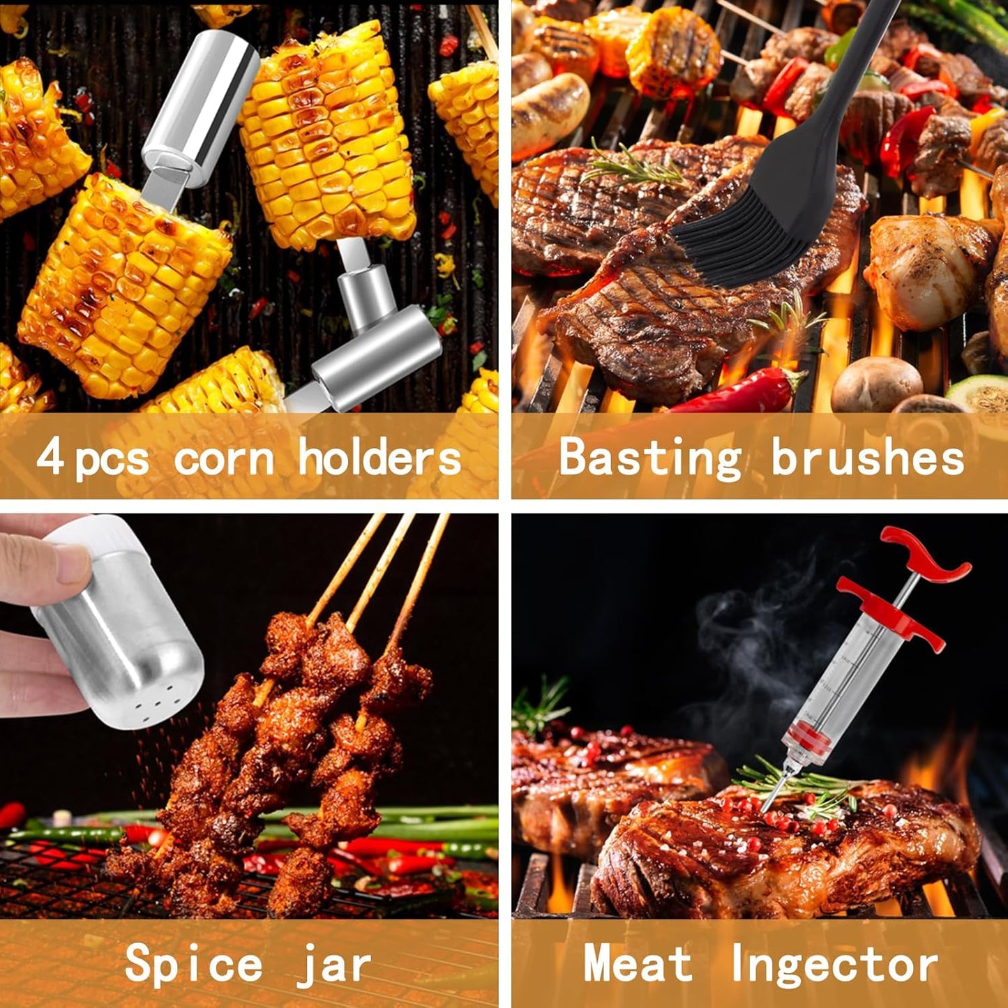 Supernal 46pcs Blackstone Griddle Accessories Upgraded Barbecue Presses Flat Top Grill Tools for Camp Chef Griddle Cover Salt and Pepper Shakers Grill Black Tools Set Enlarged Spatula Gift Set