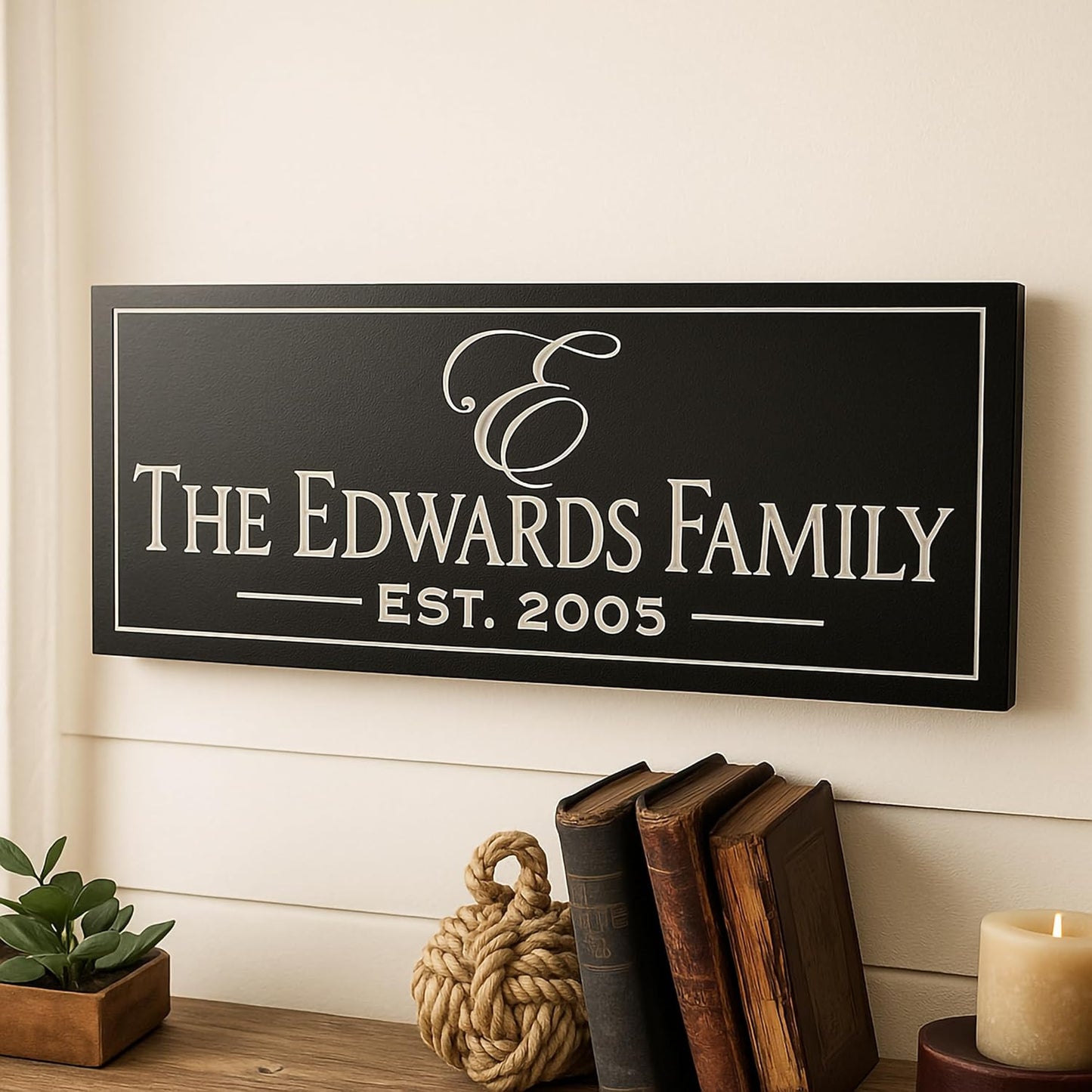 Personalized Carved Wood Family Name Sign With Established Date
