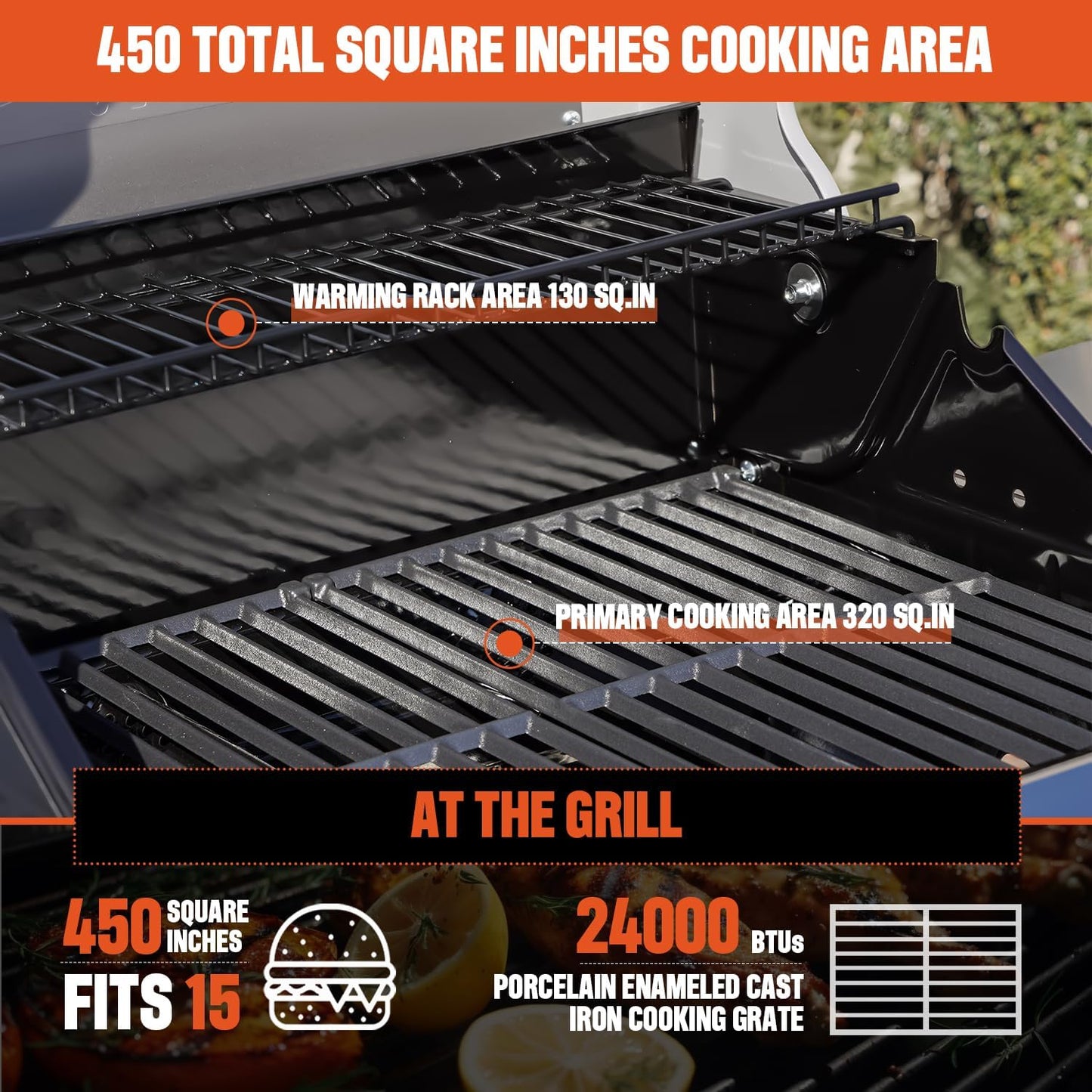 Monument Grills 2-Burner Stainless Steel Liquid Propane Gas Grill, Two Foldable Shelves Patio Garden Barbecue Grill with Clearview® Lid, Knob Control Mesa200S