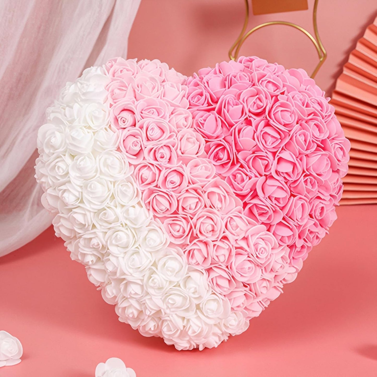 500 Pcs 1.4 Inch Mini Artificial Flowers Head Bulk 5 in 1 Set Faux Foam Fake Small Rose Tiny Baby Flores Bouquet Cake Gift Home Decoration DIY Craft (Pink, Light Pink, White Mixed)
