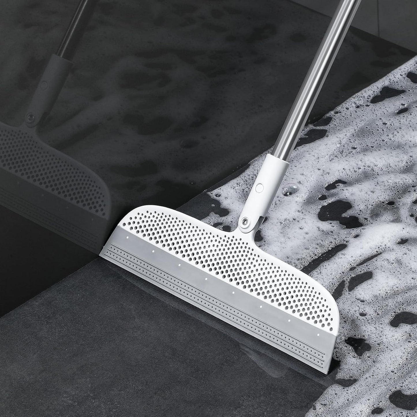 Magic Broom Floor Squeegee Pet Hair Remover, Silicone Squeegee Broom for Floor, 51.77" Long Handle for Carpet, Bathroom Tile, Hardwood, Fur,Garage, Liquid Spills, Fine Dust