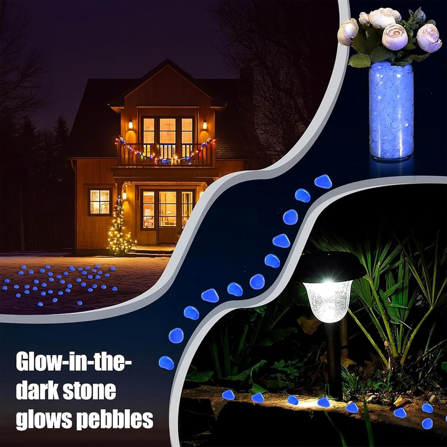 12000 PCS Glow in The Dark Rocks – Plastic Resin Glow Rocks for Landscaping, Garden Pebbles & Stones for Aquarium and Outdoor Decor(Blue)