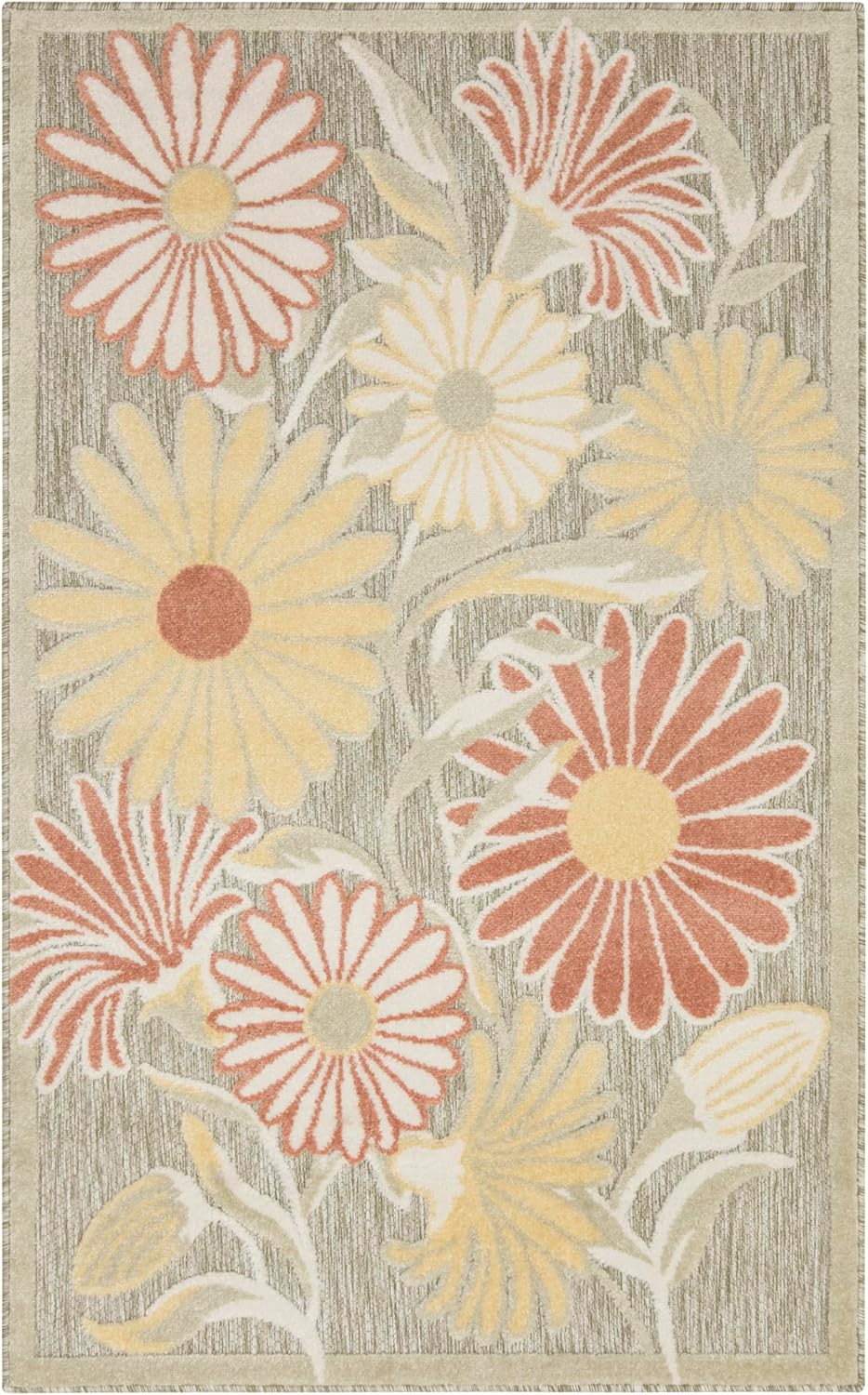 Nourison Aloha Sage Rose 2'8" x 4' Area Rug - Easy Clean, Non Shedding, Bed Room, Living Room, Dining Room, Kitchen (3' x 4')