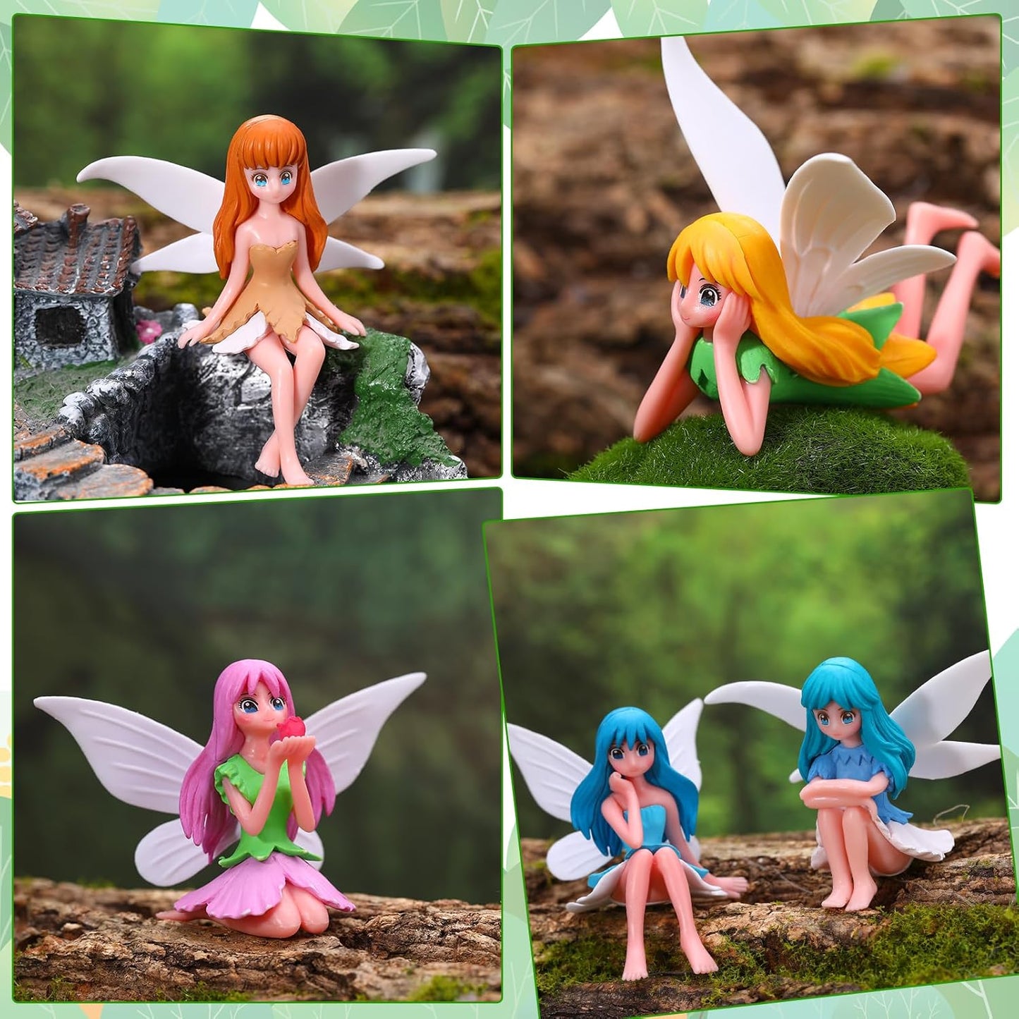 12 Pcs Miniature Fairy Figurines, Hand-Painted Small Flower Fairies with Wings for Garden Decor, Cake Topper & Landscapes