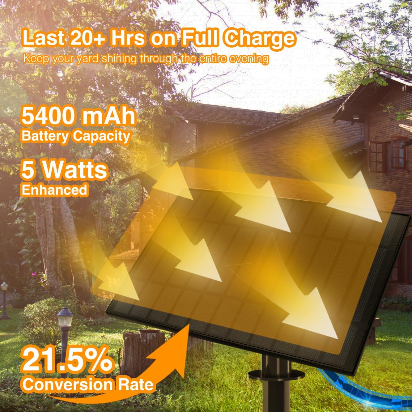 DAYBETTER 100ft Series de Luces solares 50 Bulbs 2700K Warm White Solar String Lights Outdoor Waterproof 5W Solar Panel, 12+ Hours Runtime Luces solares automáticas