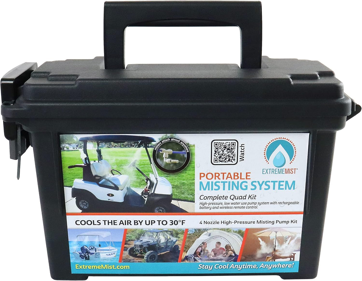 Professional Grade Portable Misting System - 4 Mist Nozzles | Pump | Easy to Setup | 16 ft. Mist Line for Outdoor Patios, Golf Carts, Greenhouses, Canopy and Decks - Cools The air up to 30°F (17°C)!