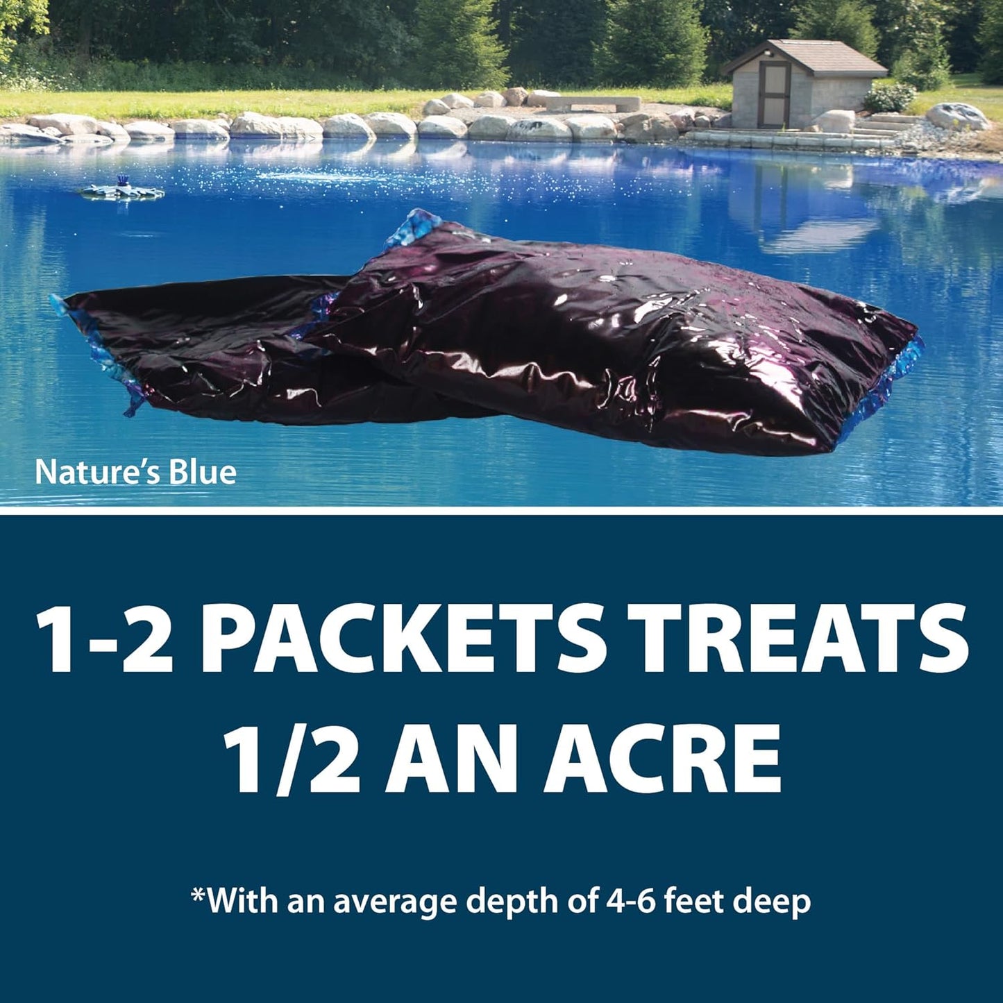 Airmax Pond Dye Packets Nature's Blue Colorant for Large Pond & Lake, Beneficial UV Blocking Color Concentrate, Maintain Clean & Clear Water, Fish Safe, Easy Treatment, 2 Soluble Packets