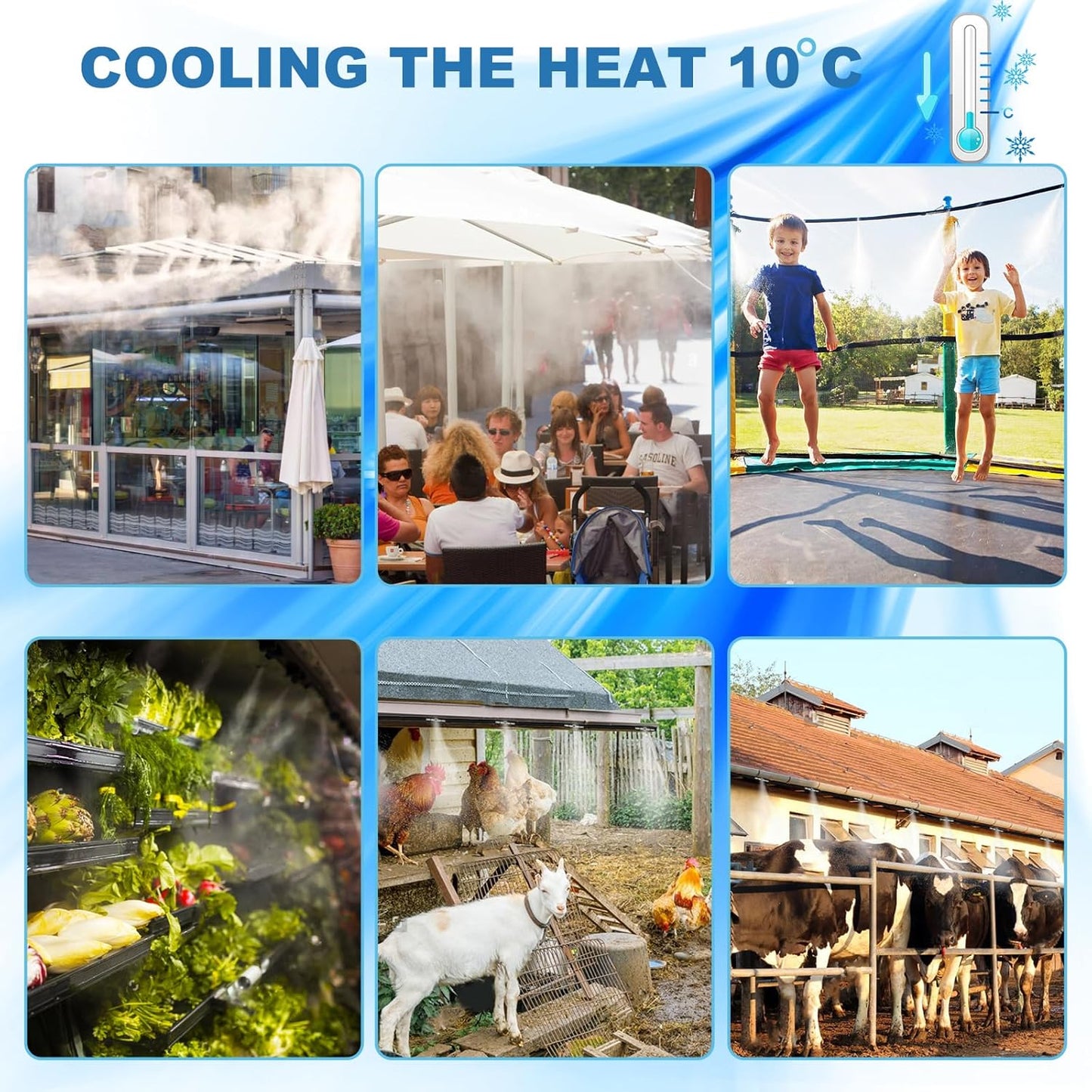 3/8" Brass Slip Connectors Kit for High Pressure Misting System – 5-Piece Brass Misting Nozzle Connectors (Straight, Elbow, Tee, 1/4" Male Lock, End) – 1500 psi