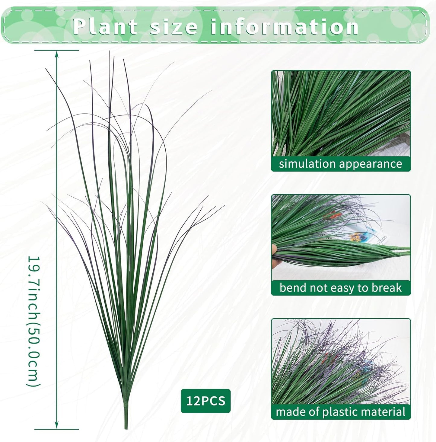 12Pcs Artificial Grass Plants, Faux Shrubs Wheat Grass, Artificial Tall Grass Fake Plants for Outdoor Decor,Artificial Greenery Stems Weed for Room Indoor Home Decor（Green Purple Tail）