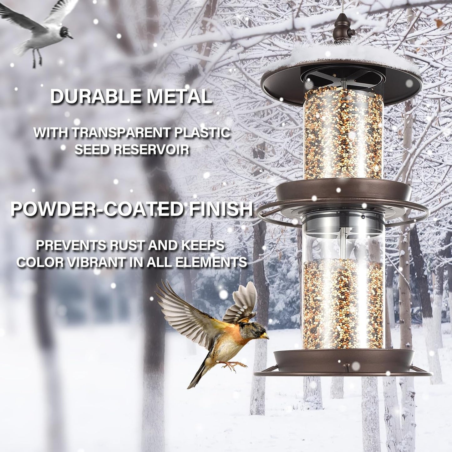 Backyard Expressions 2-Tier Bird Feeder with Sure-Lock Cap and Hanging Hook, Wild Bird Feeders - 4.5 lb Seed Capacity
