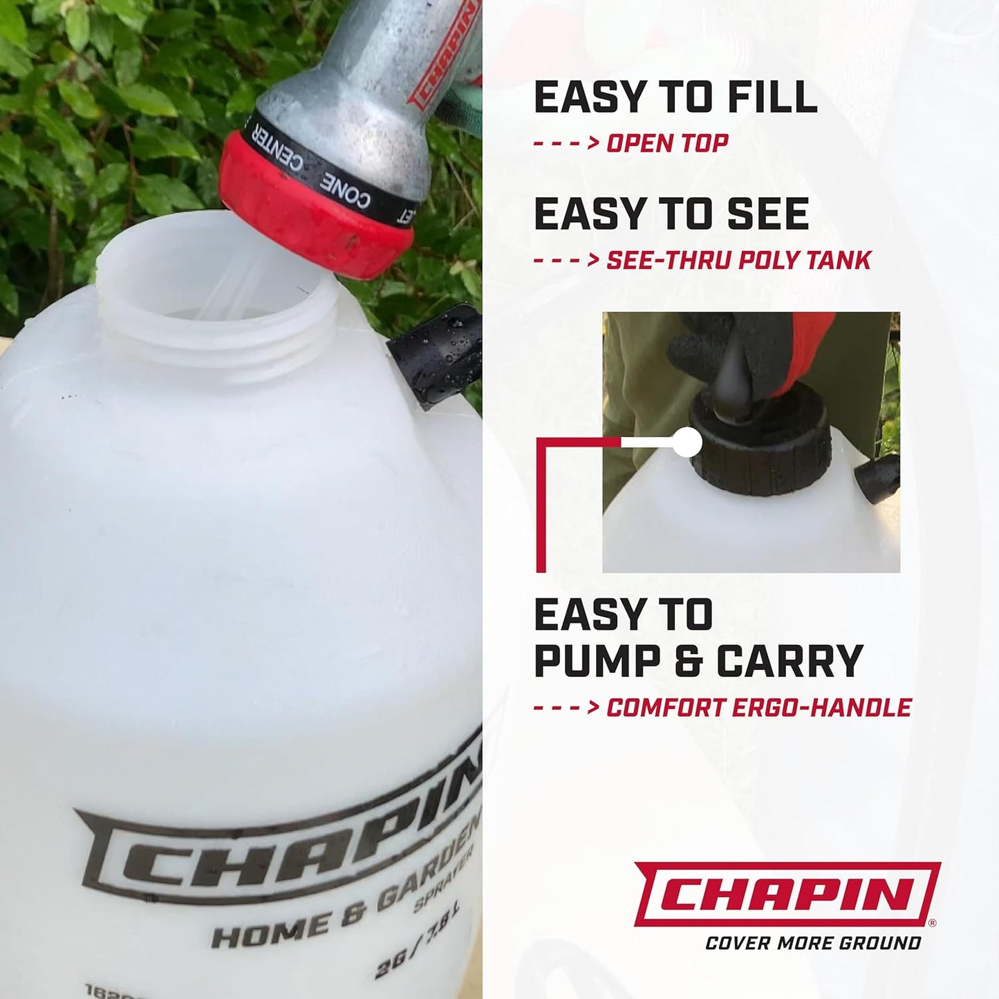 Chapin International 16144 1 Gallon Multipurpose Sprayer for Lawn, Home and Garden,Translucent White