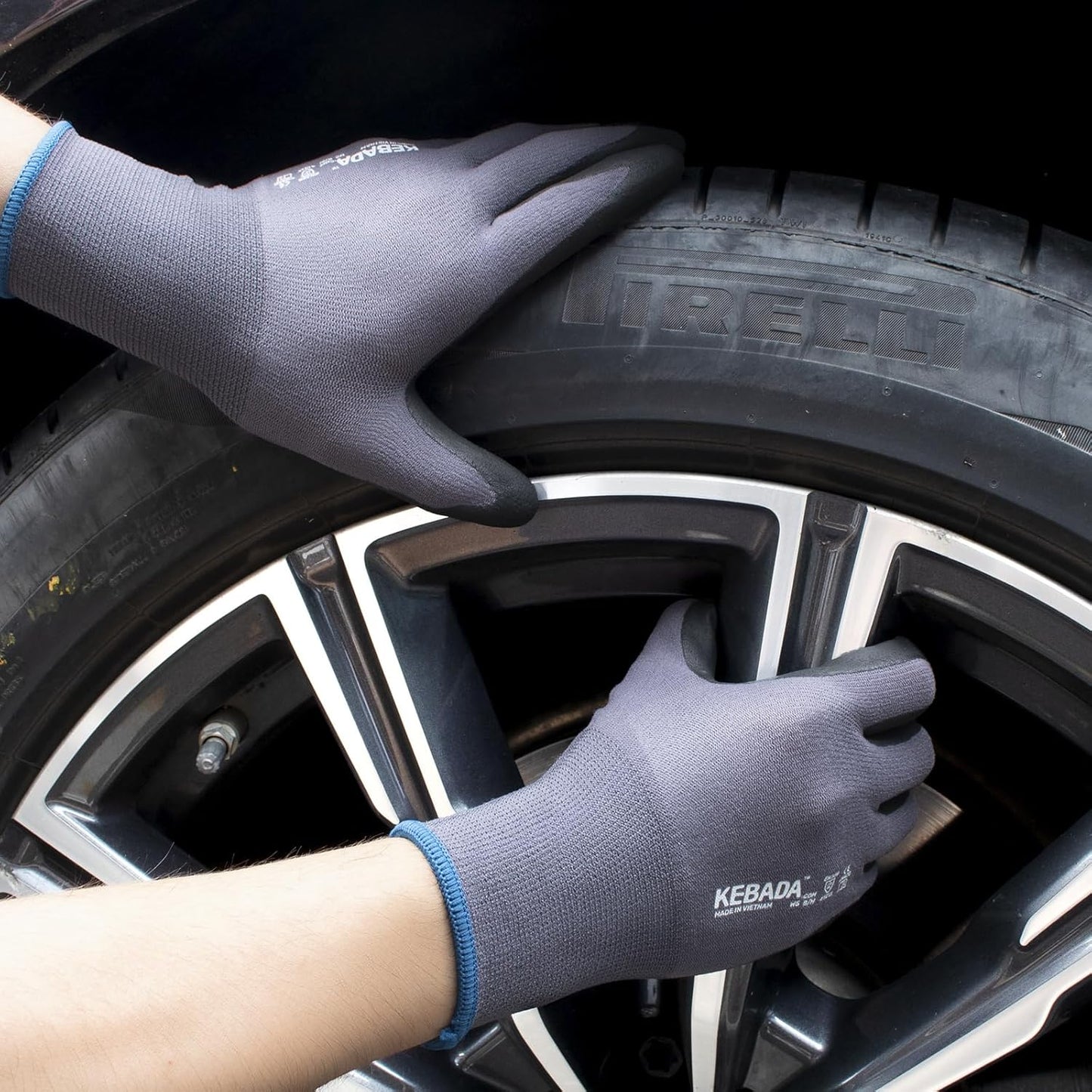 Kebada Work Gloves for Men and Women, Foam Nitrile Coated Safety Gloves with Grip, Ideal for Warehouse Package Handling, Gardening, Mechanic and Construction, XS