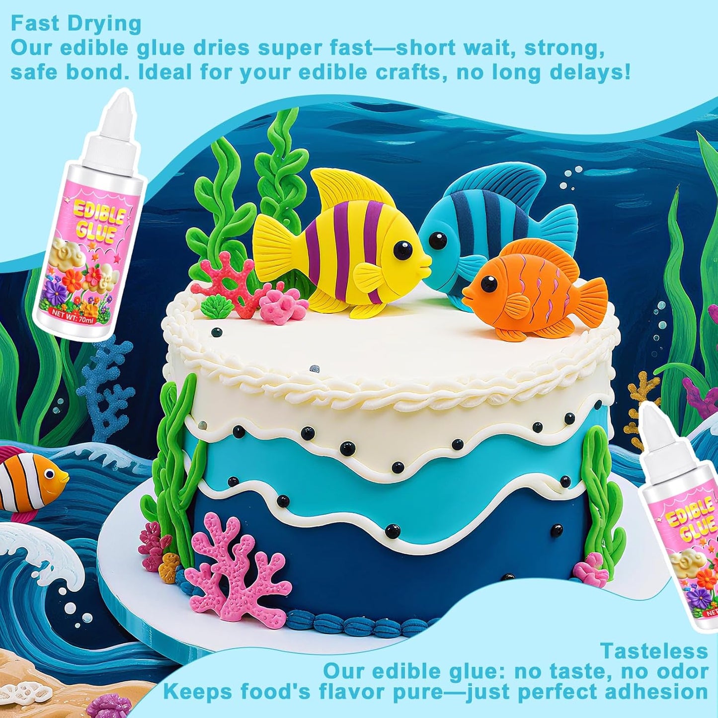 Edible Glue for Cake Decorations - 5 oz Super Adhesive Edible Fondant Flowers Cake Decorations, Fast Drying Edible Glue for Fondant, Icing Decorations, Cake Decorating - 140ml