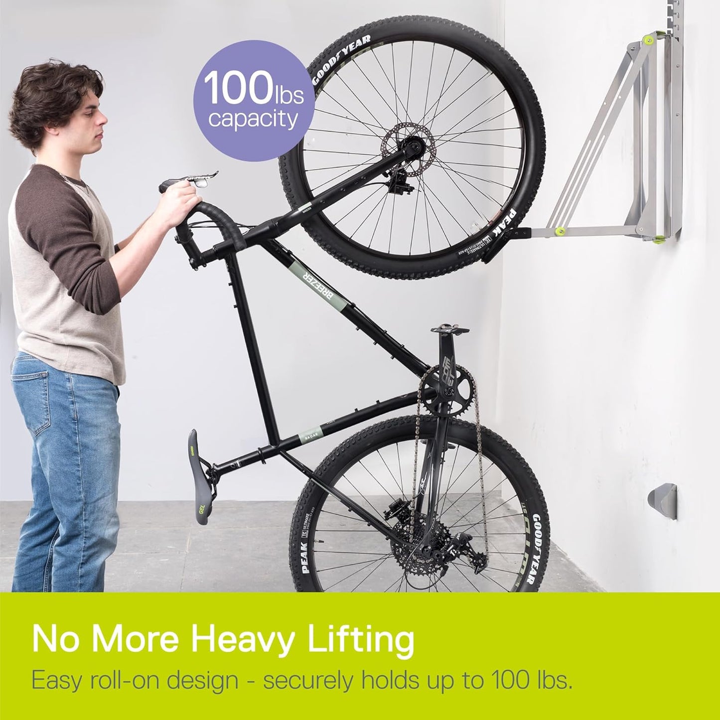 Pivot Bike Storage Rack by Delta Cycle - Bike Rack Garage Wall Mount Swivels to Save Space - No Lifting Required Vertical Bike Rack - Indoor Bike Storage Wall Hanger Holds Up to 100 lbs