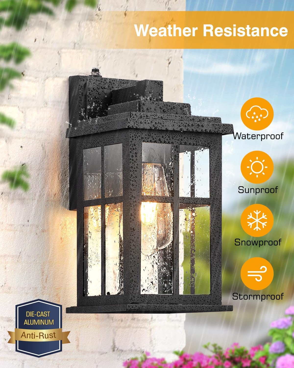 Dusk to Dawn Outdoor Lights for House, 2 Pack Outdoor Light Fixture, Black Exterior Lighting Fixtures, Dusk to Dawn Outdoor Lighting for House, Porch, Garage, Doorway, Anti-Rust, Waterproof